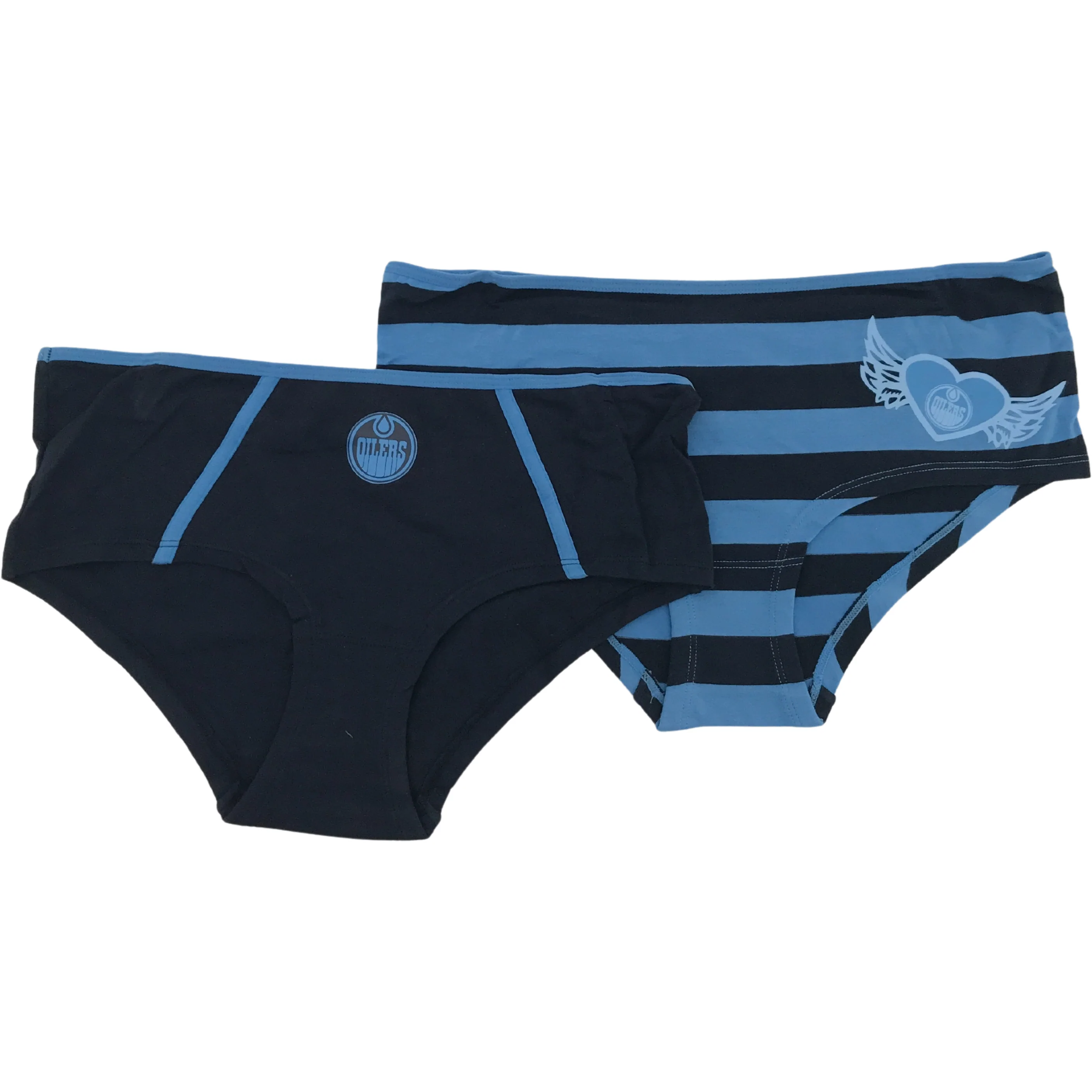 NHL Edmonton Oilers Ladies Boycut Underwear / Large / 2 pack / Panties / 2 Toned Blue / Edmonton Oilers Logo