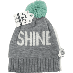 Densley & Co Girl's Youth Knit Hat / Winter Hat / Winter Toque / Grey, White & Aqua