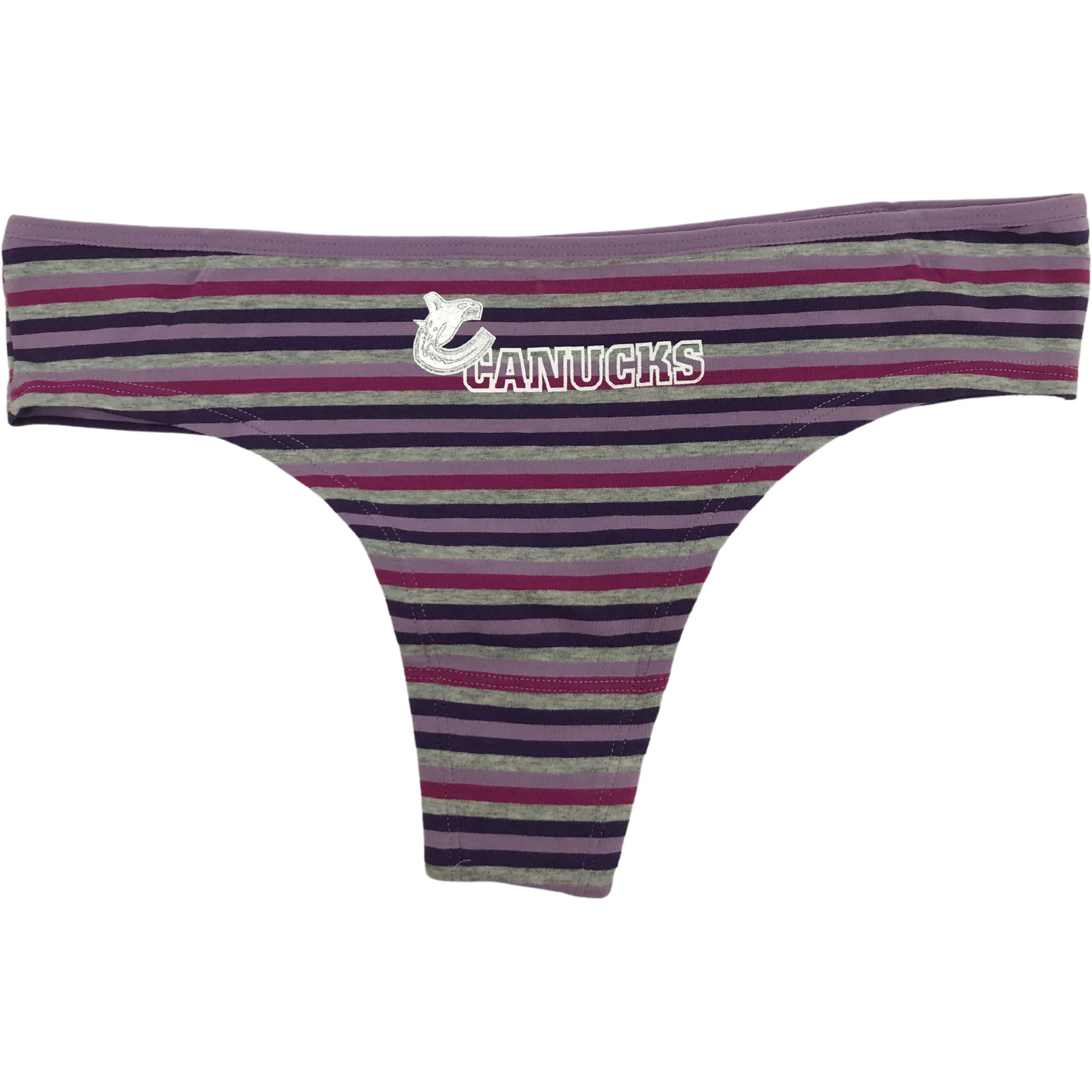 NHL Vancouver Canucks Ladies Thong Underwear / Large / 2 Pack / Panties / Purple / Vancouver Canucks Logo
