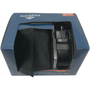 Dockers Men's Belt & Wallet Set / Reversible Belt / Size XL