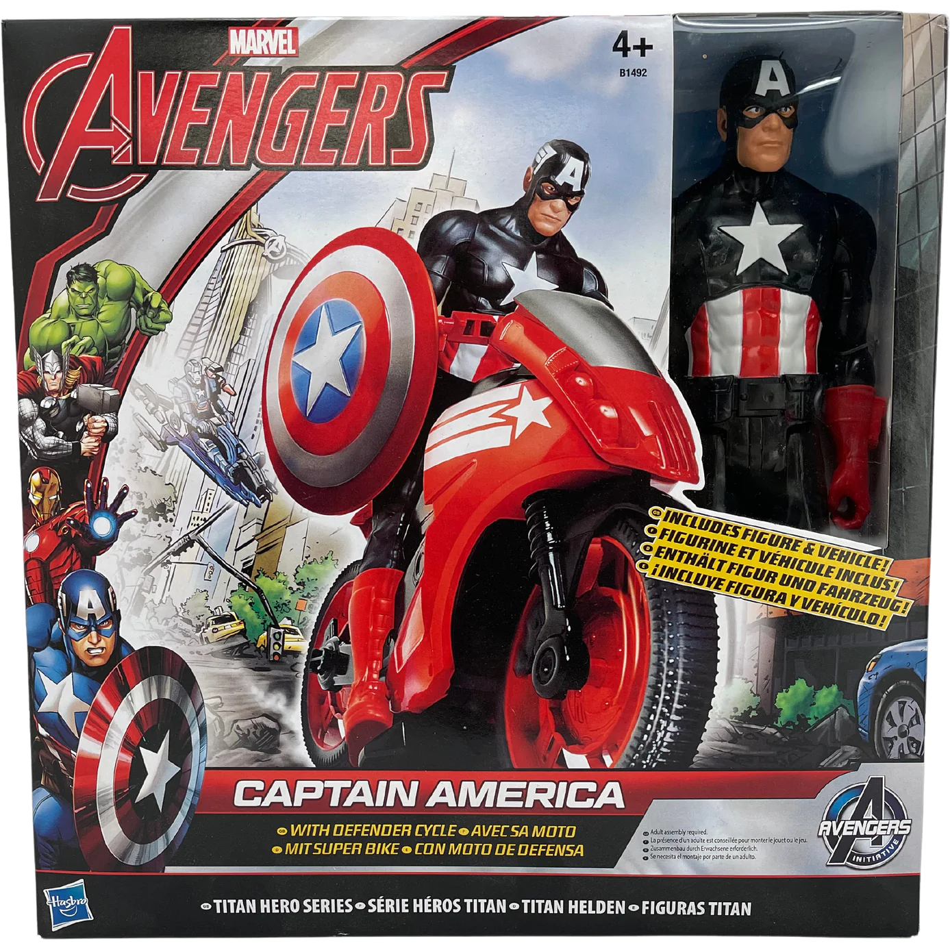 Marvel Avengers Captain America Play Set / Captain America with Defender Cycle / Titan Hero Series / Black & Red
