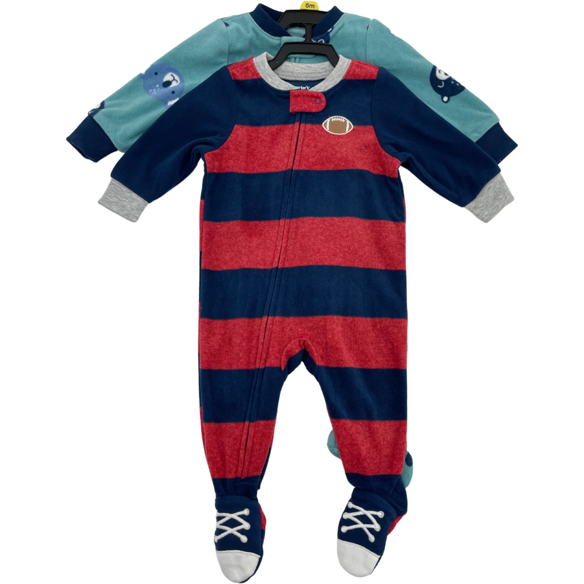 Carter's Infant Sleepers / One Piece Pyjama Set / 2 Pack / Football & Animals / Size 6 Months **No Tags**