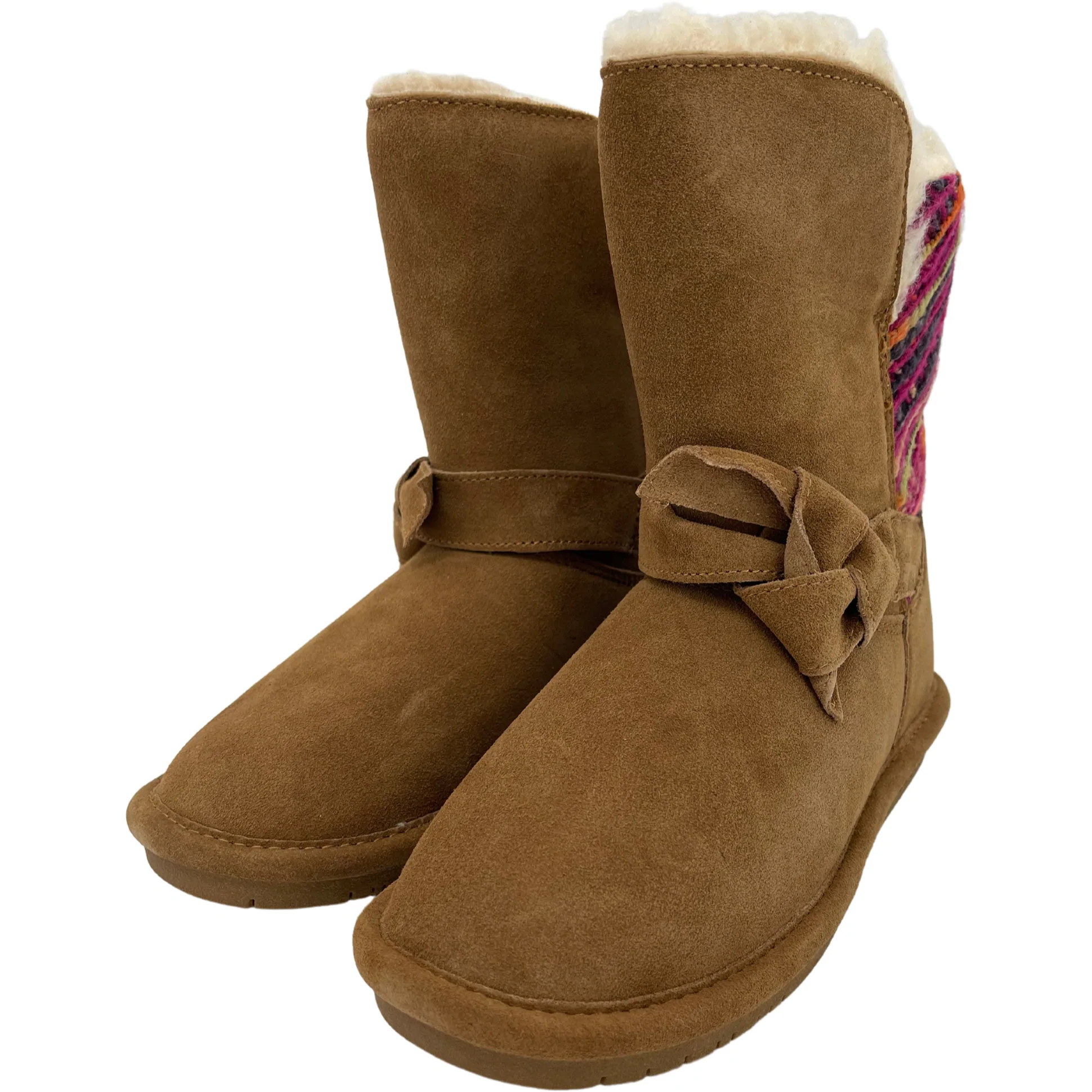 BearPaw Women's Winter Boot / Geneva / Short Boot / Tan with Multicolour Accent / Size 6