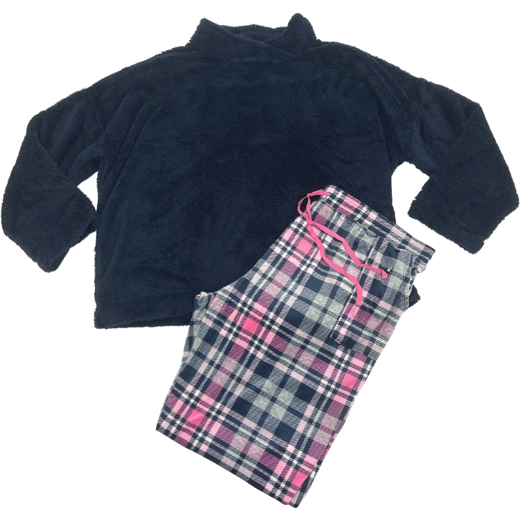 Jane and Bleecker Women's Pyjama Set / Navy & Pink / Ladies Loungewear / Size XXL