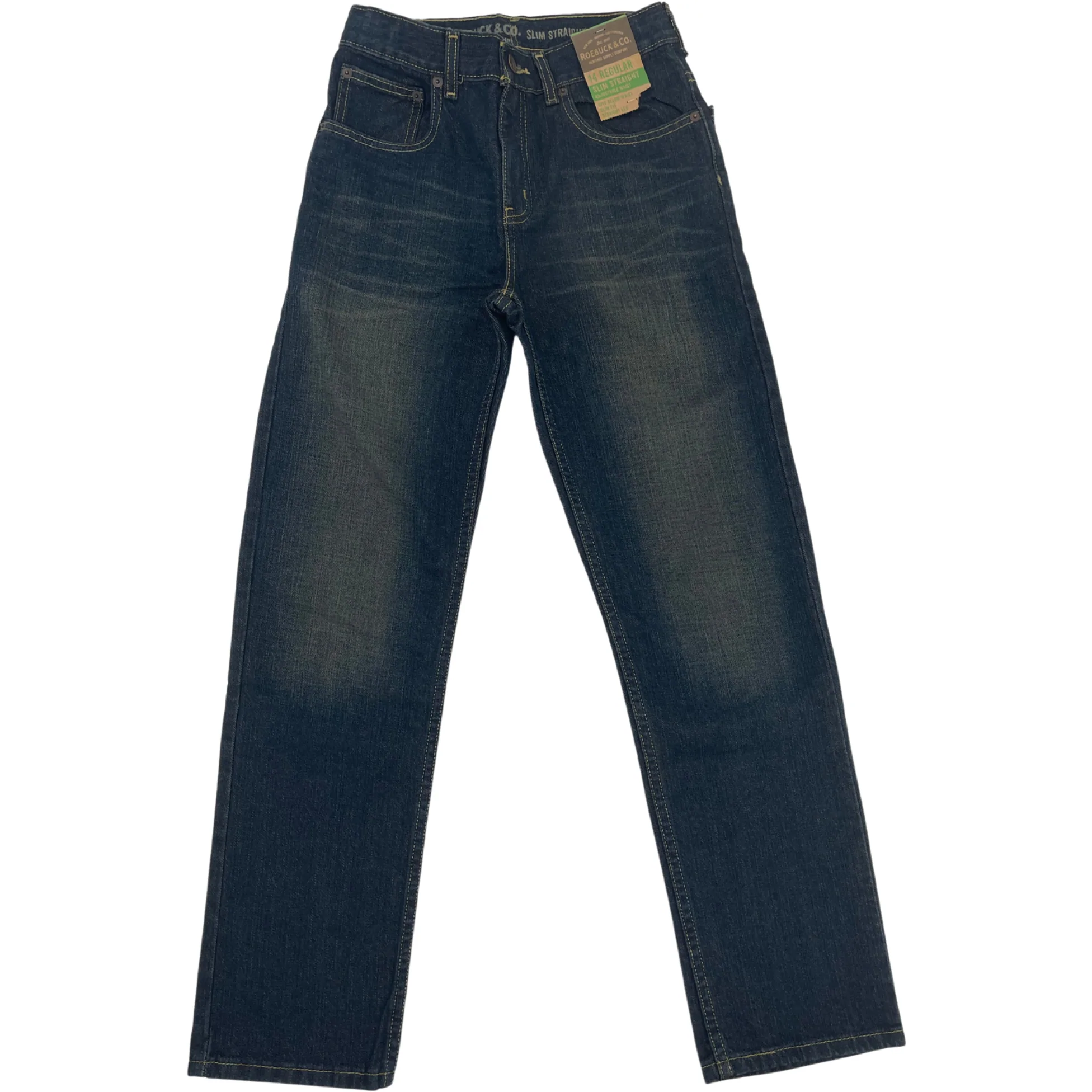 Roebuck & Co. Boy's Jeans / Slim Straight / Dark Wash / Adjustable Waist / Size 14