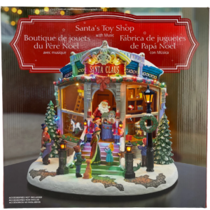 Santa's Toy Shop with Music / Animated Christmas Decoration / 8 Songs / Light & Sound / Seasonal Decor