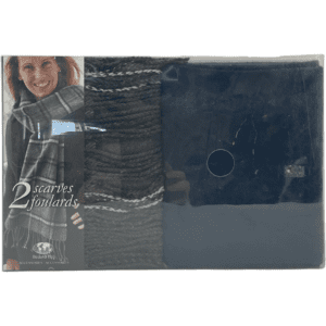 Women's Scarf Set / 2 Scarves / Winter Accessories / Blue & Grey