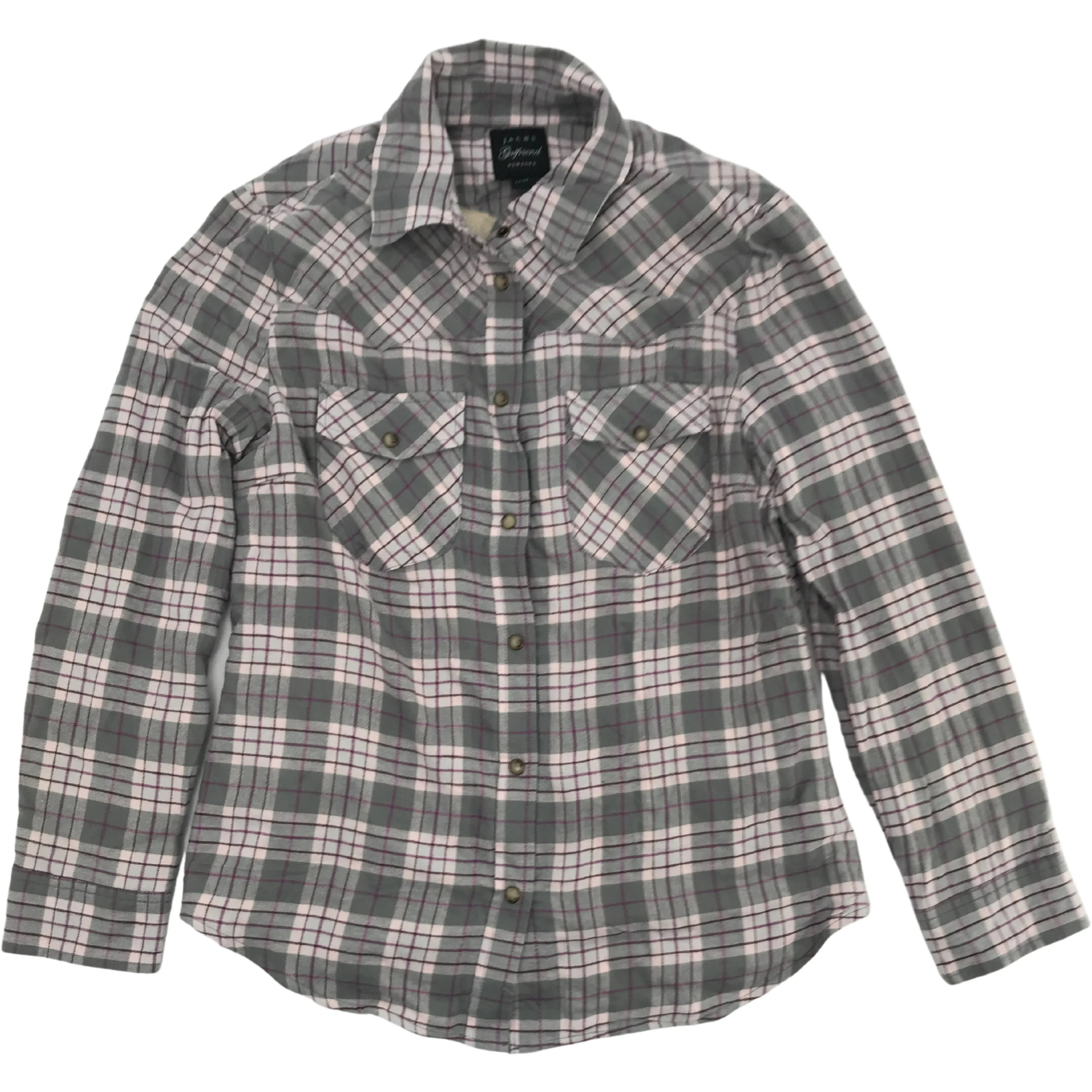 Jachs Girlfriend Women’s Button-Up Shirt / Purple Grey Plaid / Various Sizes