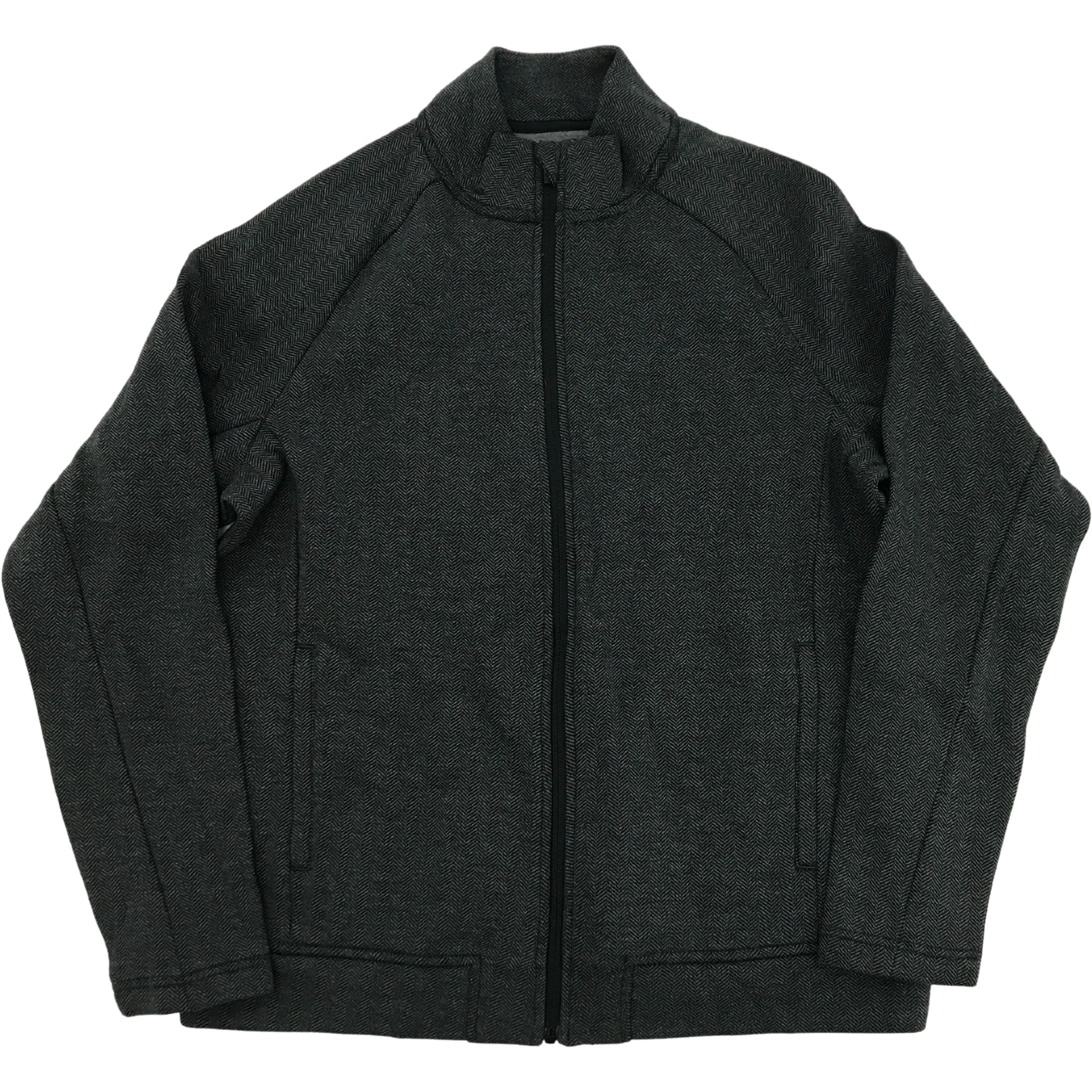Mondetta Men's Zip Up Sweater / Herringbone Coat / Grey / Chevron Pattern / Various Sizes
