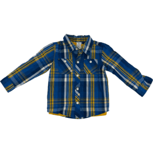 Toughskins Boy's Shirt Set / Long Sleeve Plaid Shirt with Tee / Blue & Yellow / Various Sizes