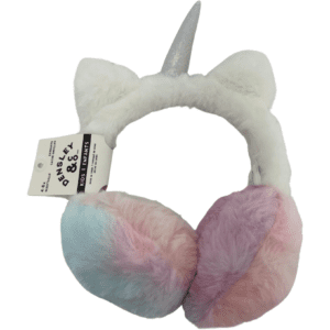 Densley & Co Girl's Youth Earmuffs / Outdoor Winter Gear / Unicorn / White with Rainbow Earmuffs
