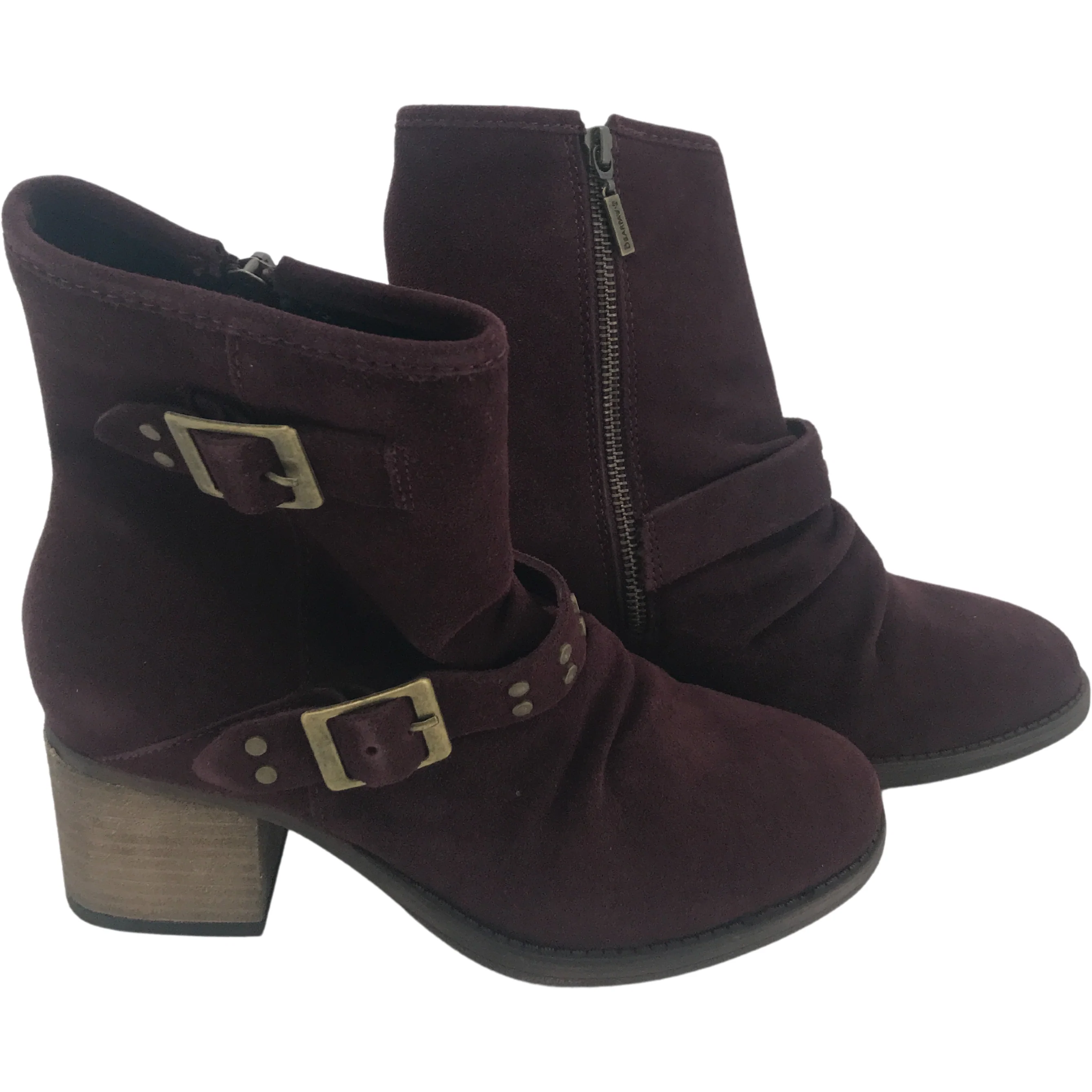 BearPaw Women's High Heeled Boots / Amethyst Burgundy Boots / Size 8 ** WORN **