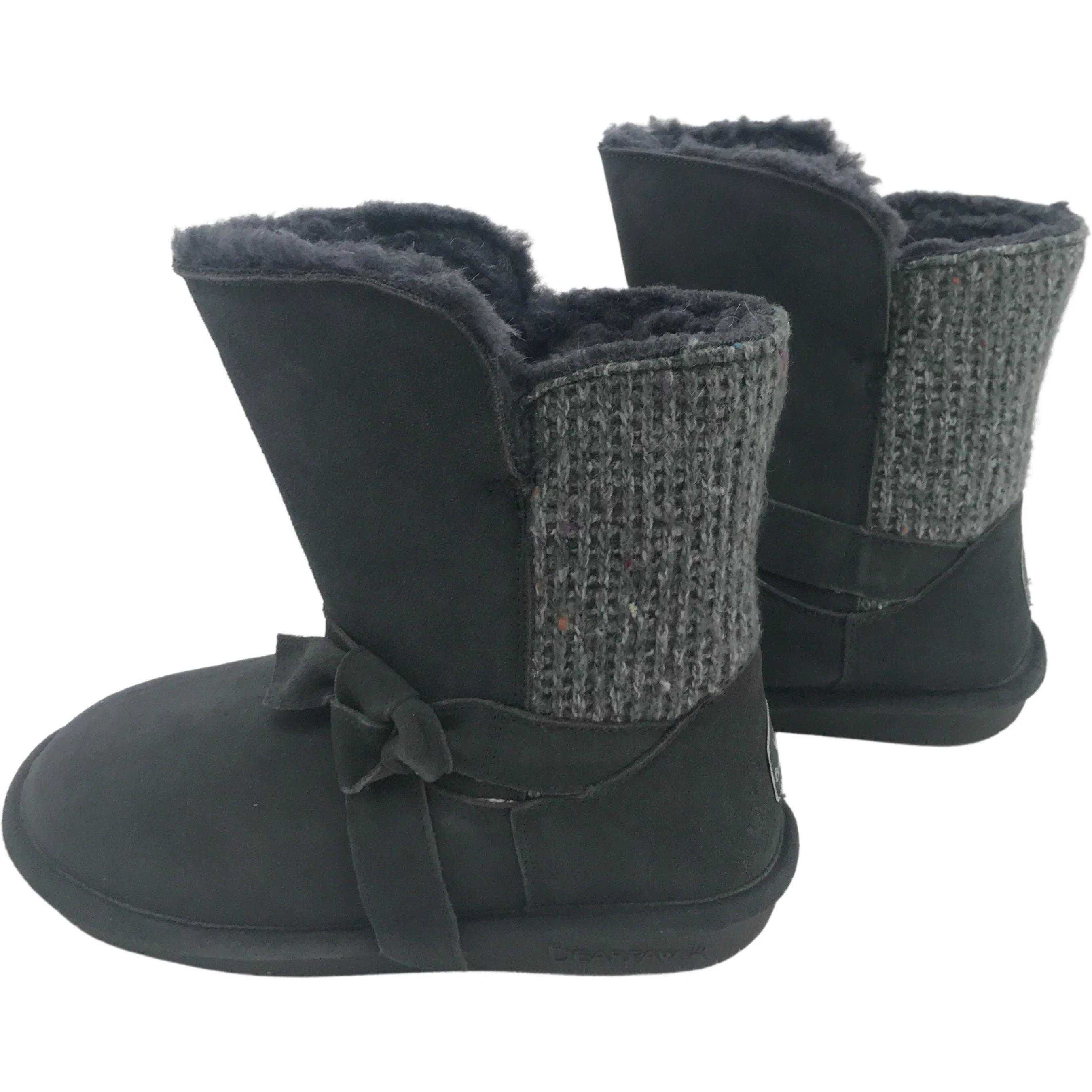 BearPaw Women's Winter Boots / Short Winter Boots / Geneva Knitted Boots / Grey / Size 5 **WORN**