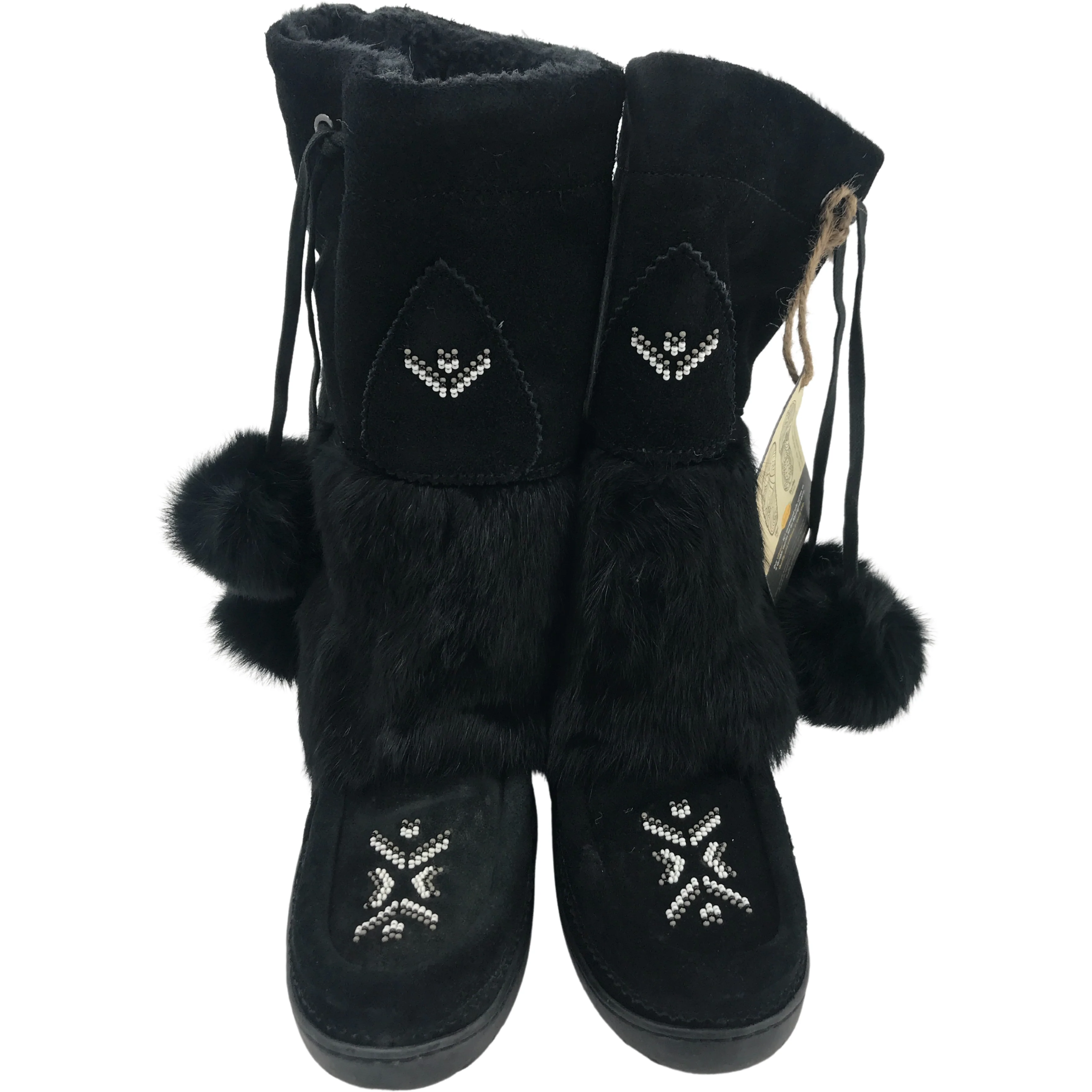 Manitobah Mukluks Women's Winter Boots / Tall Boots / Black / Fur / Size 8