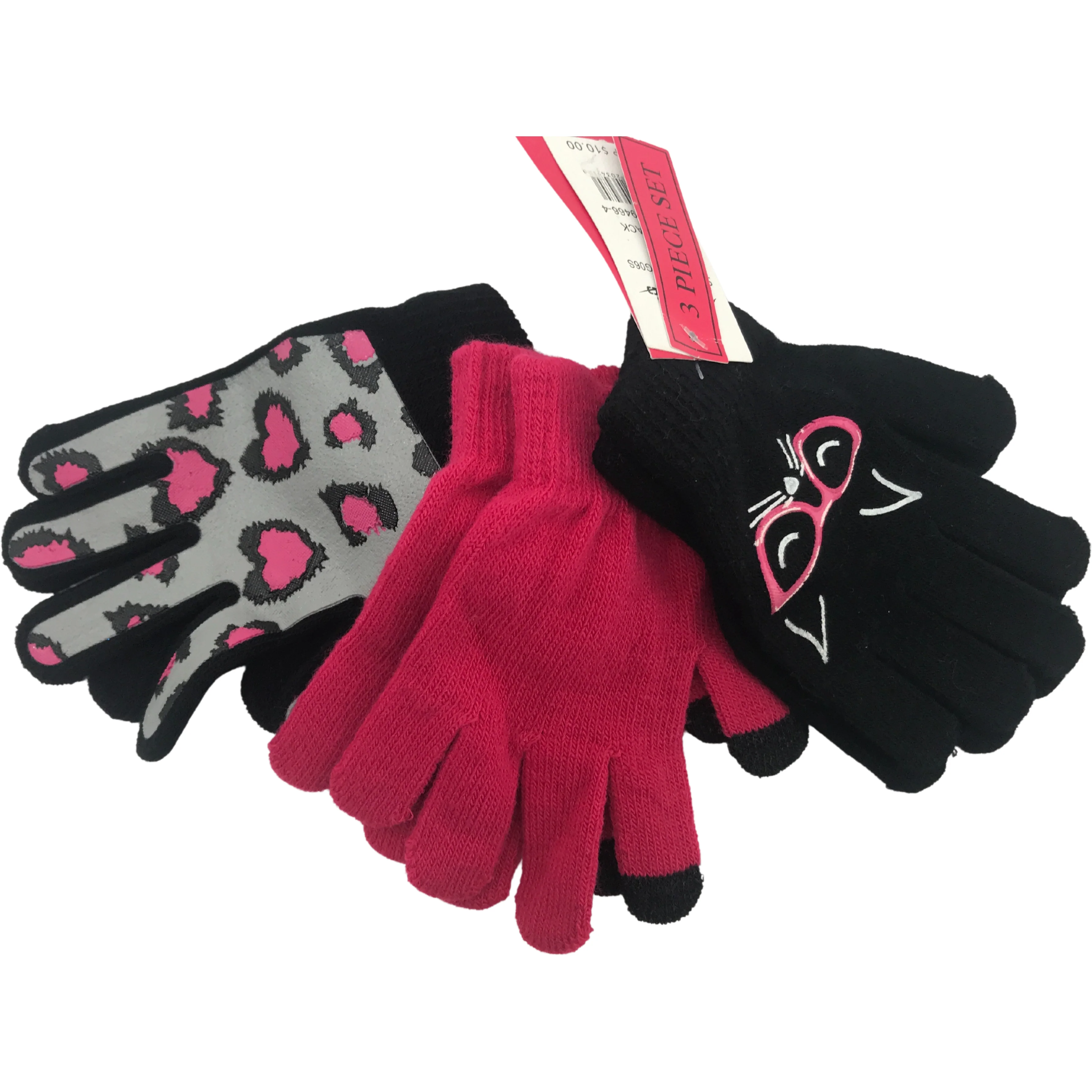 Minus Zero Children's Winter Gloves / Girl's Winter Gloves / Lightweight Gloves / 3 Pack
