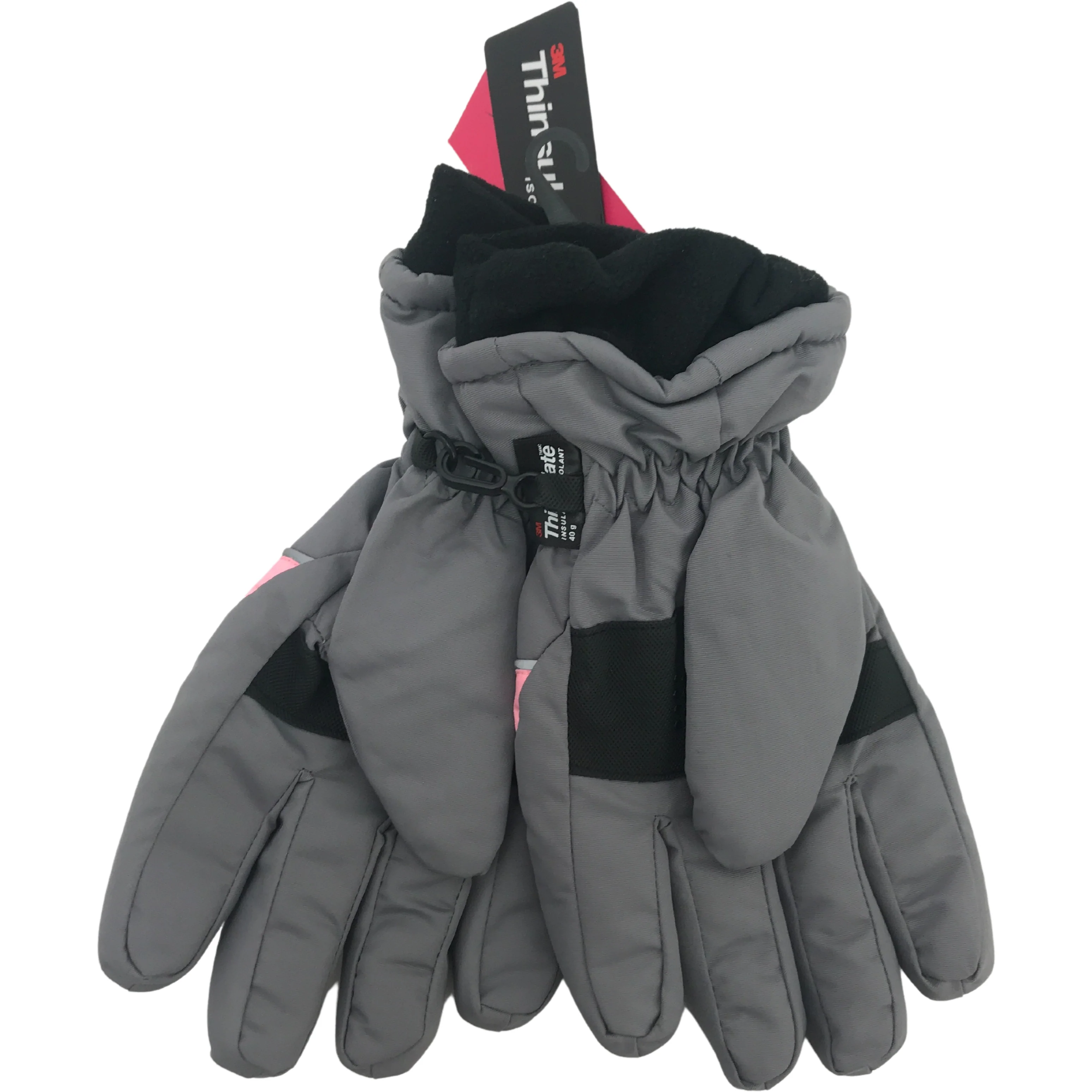 Minus Zero Children's Winter Gloves / Girl's Gloves / Grey with Pink / Size 7-16