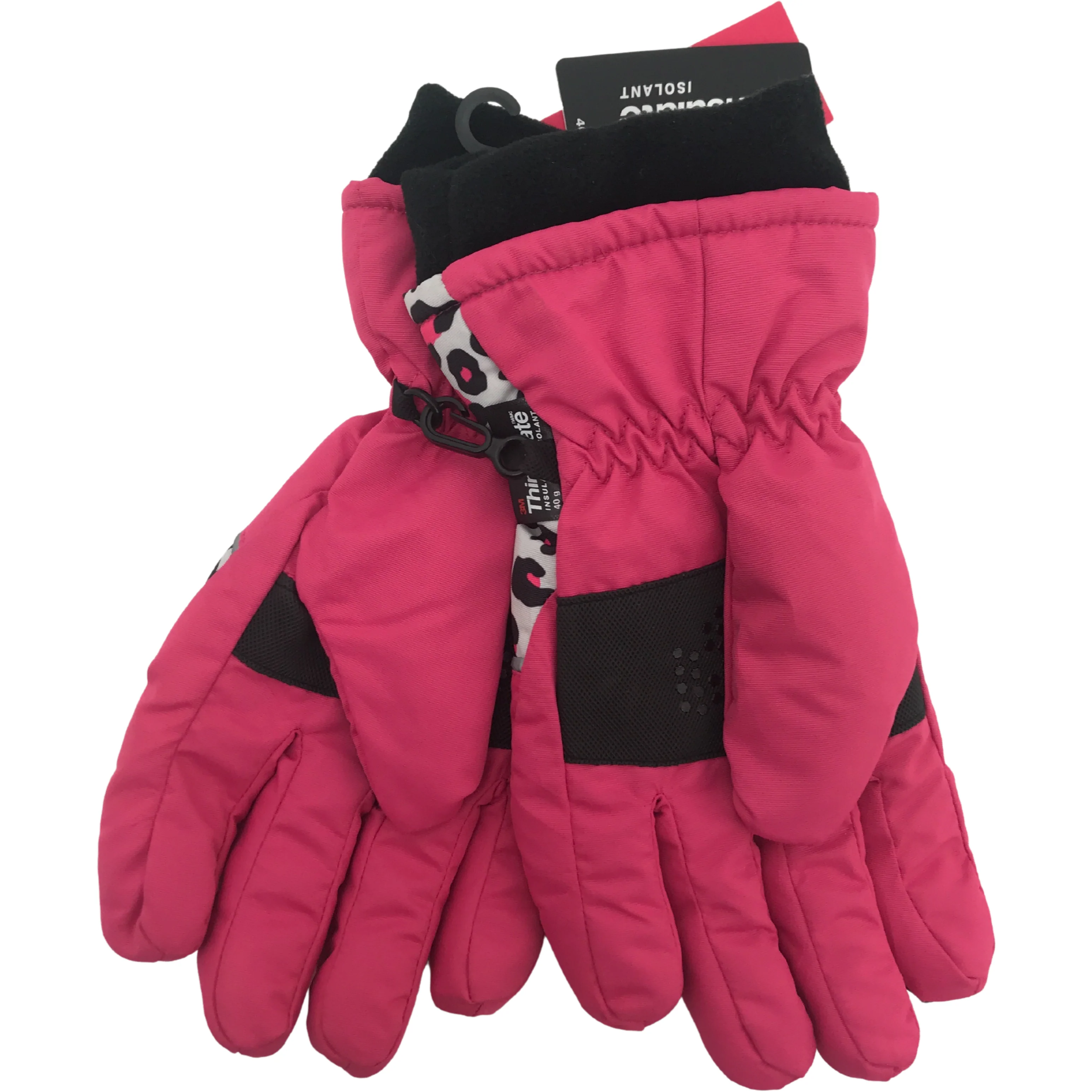 Minus Zero Children's Winter Gloves / Girl's Gloves / Pink & Leopard / Size 7-16