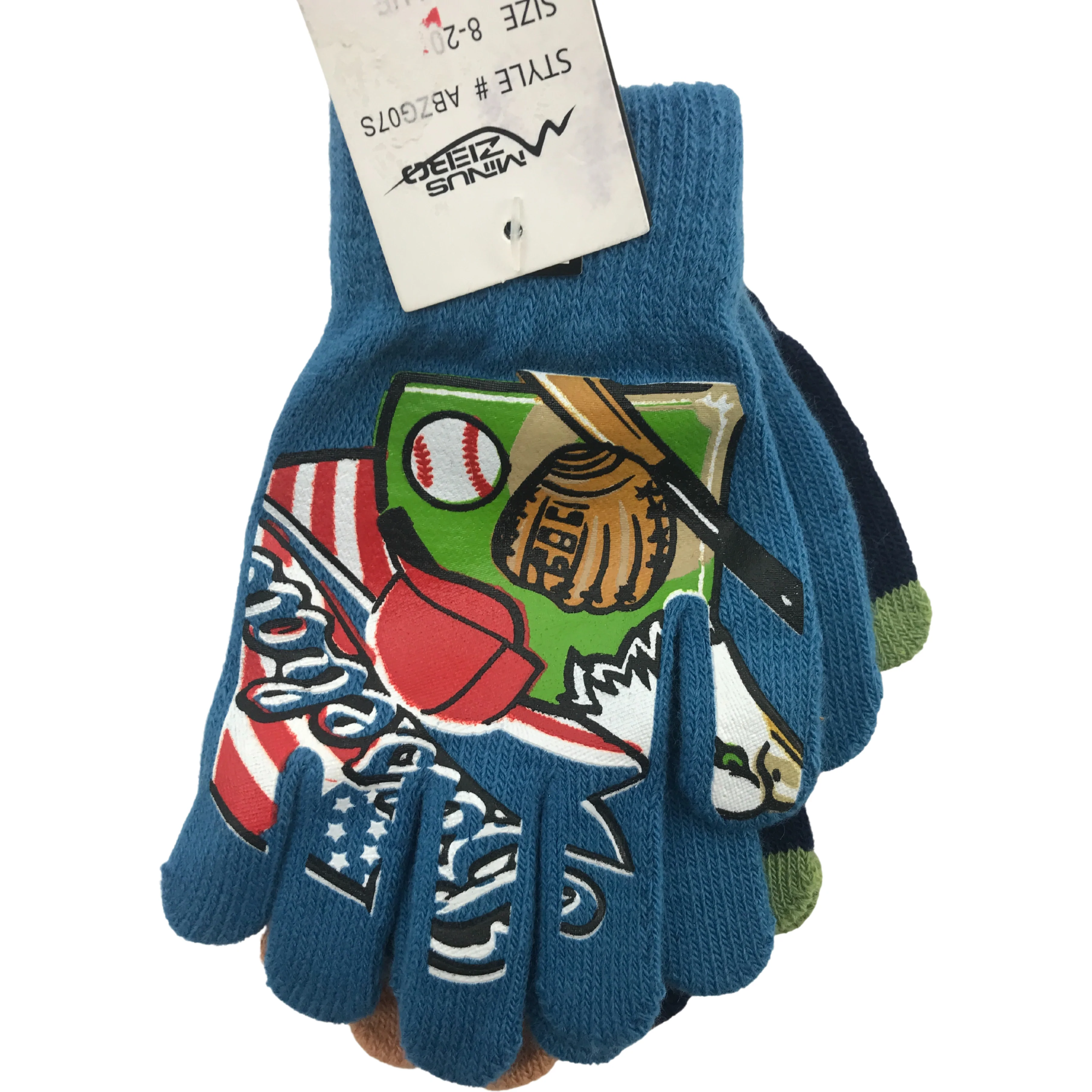 Minus Zero Children's Winter Gloves / Boy's Gloves / Lightweight Gloves / 3 Pack / Blue & Tan / 8-20