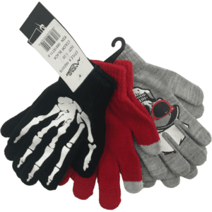 Minus Zero Children's Winter Gloves / Boy's Gloves / Lightweight Gloves / 3 Pack / Red & Black / One Size