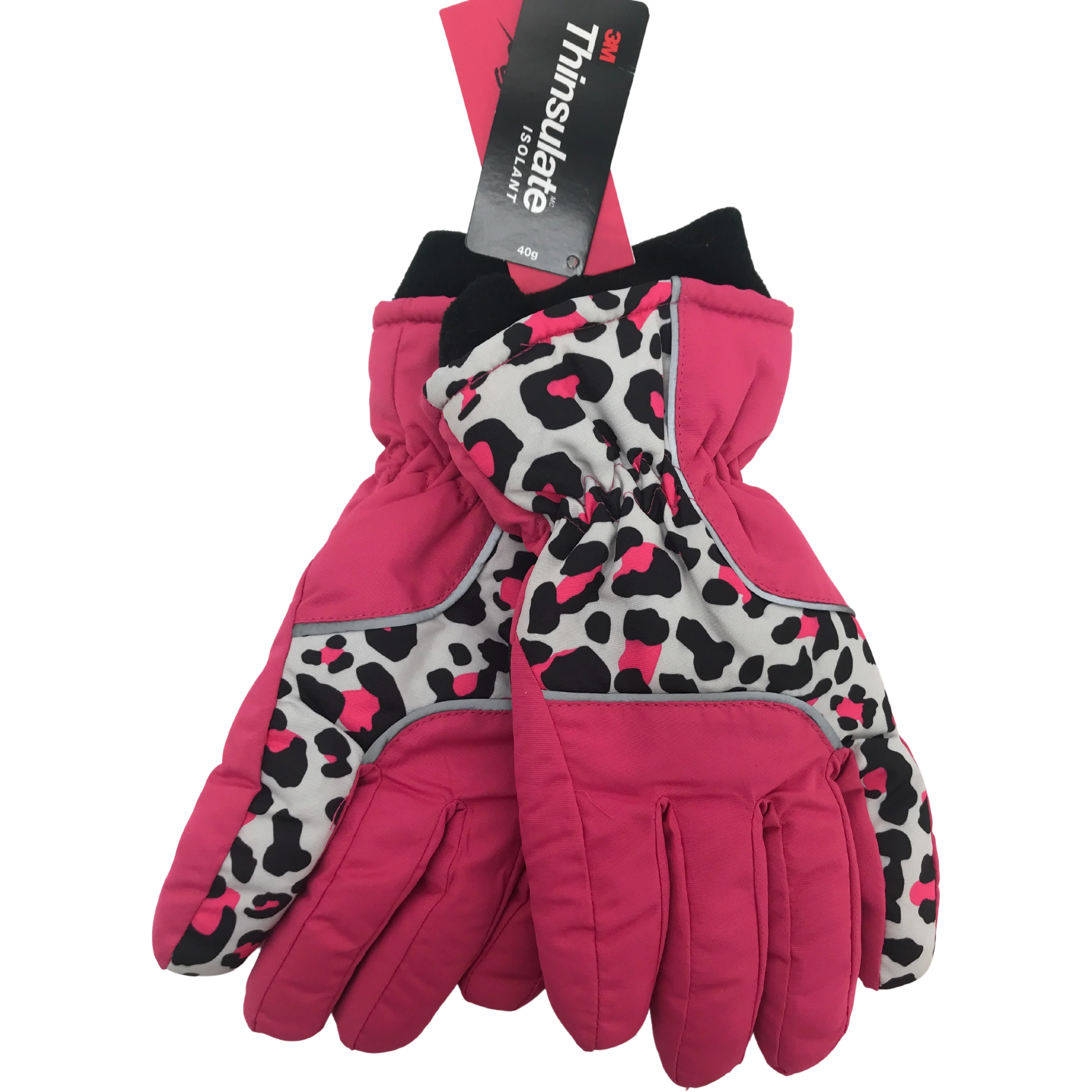 Minus Zero Children's Winter Gloves / Girl's Gloves / Pink & Leopard / Size 7-16