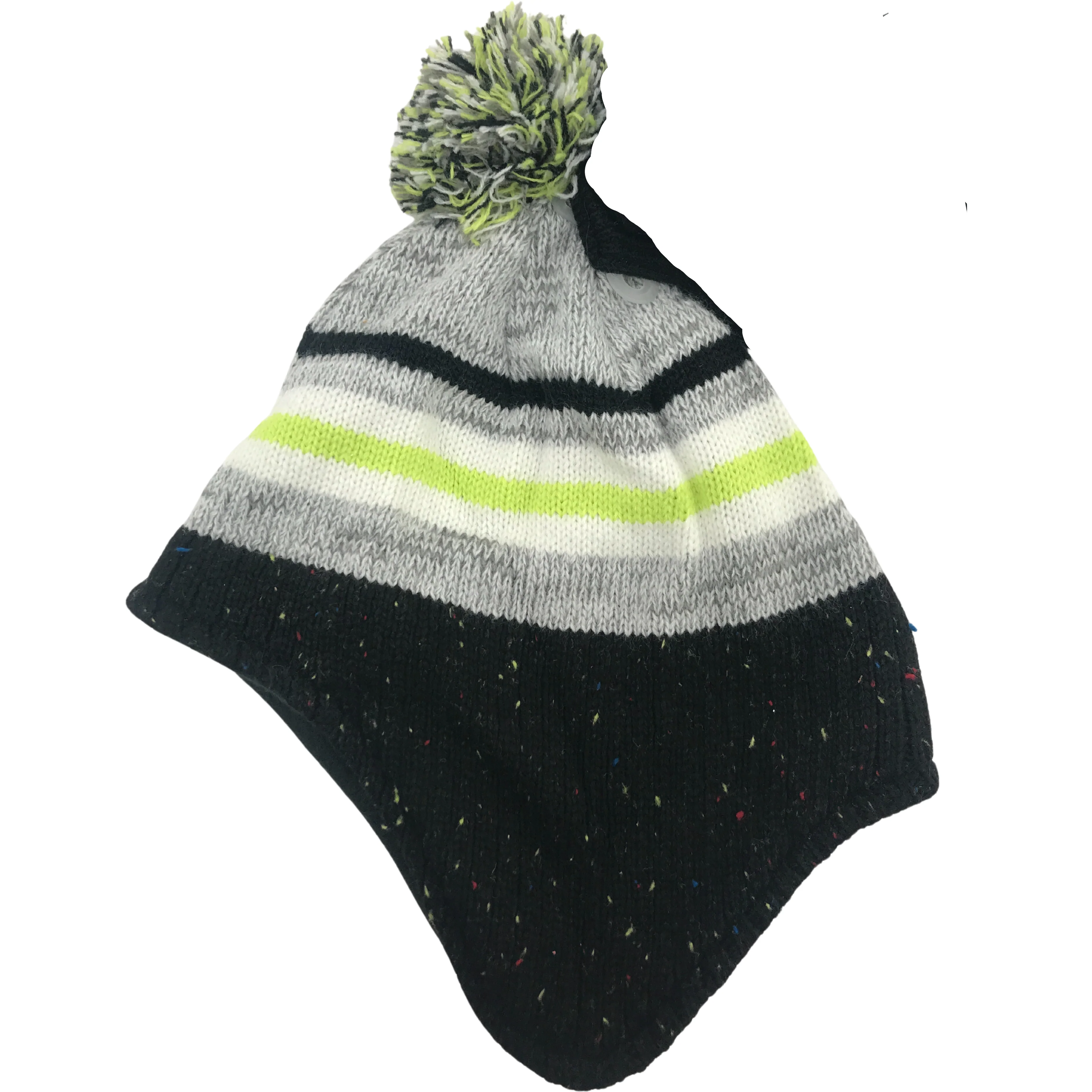 Children's Winter Hat & Glove Set / Boy's Toque / White, Grey, & Black / Size 8-20