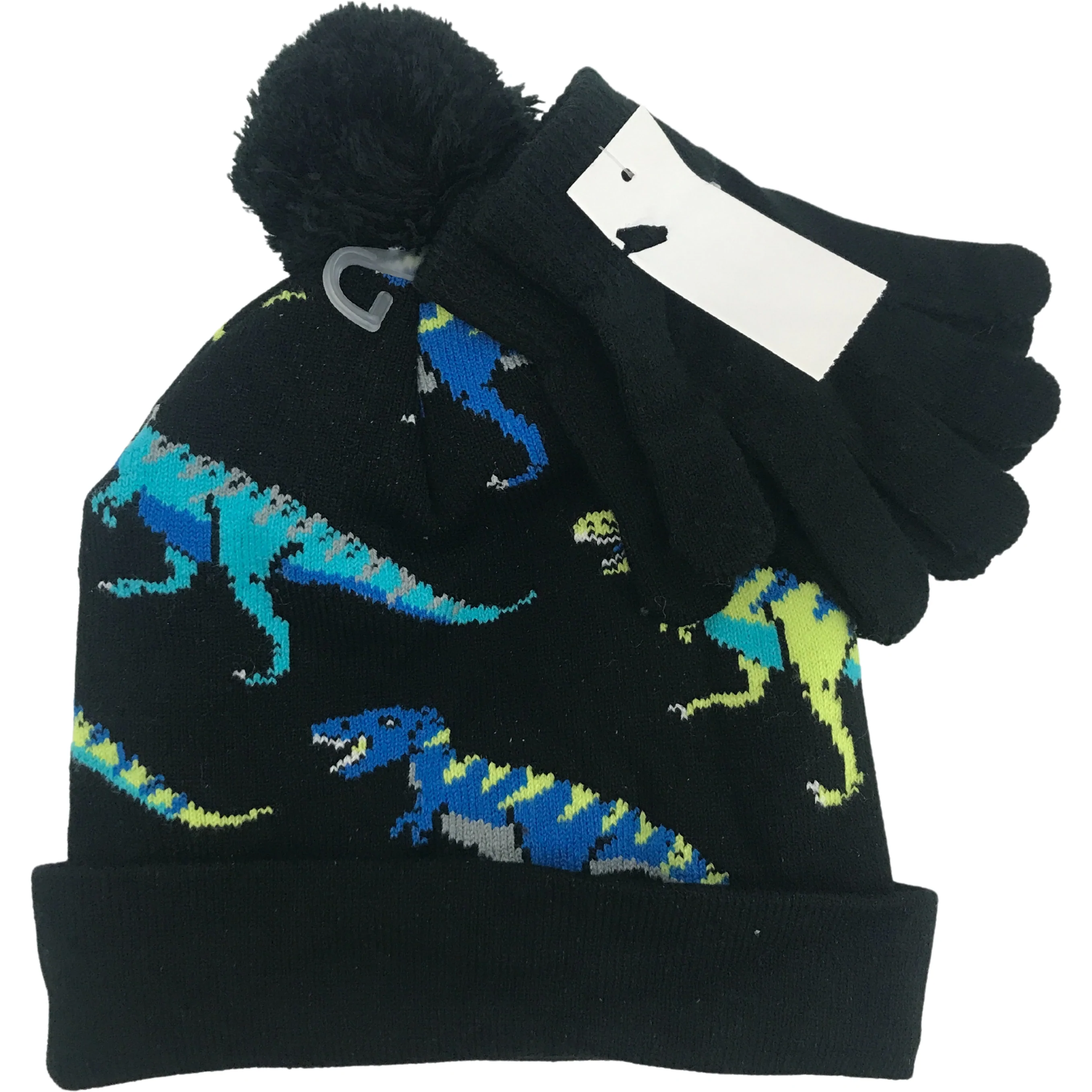 Children's Winter Hat & Glove Set / Boy's Hat Set / Lightweight Gloves / Dinosaurs/ Size 4-7