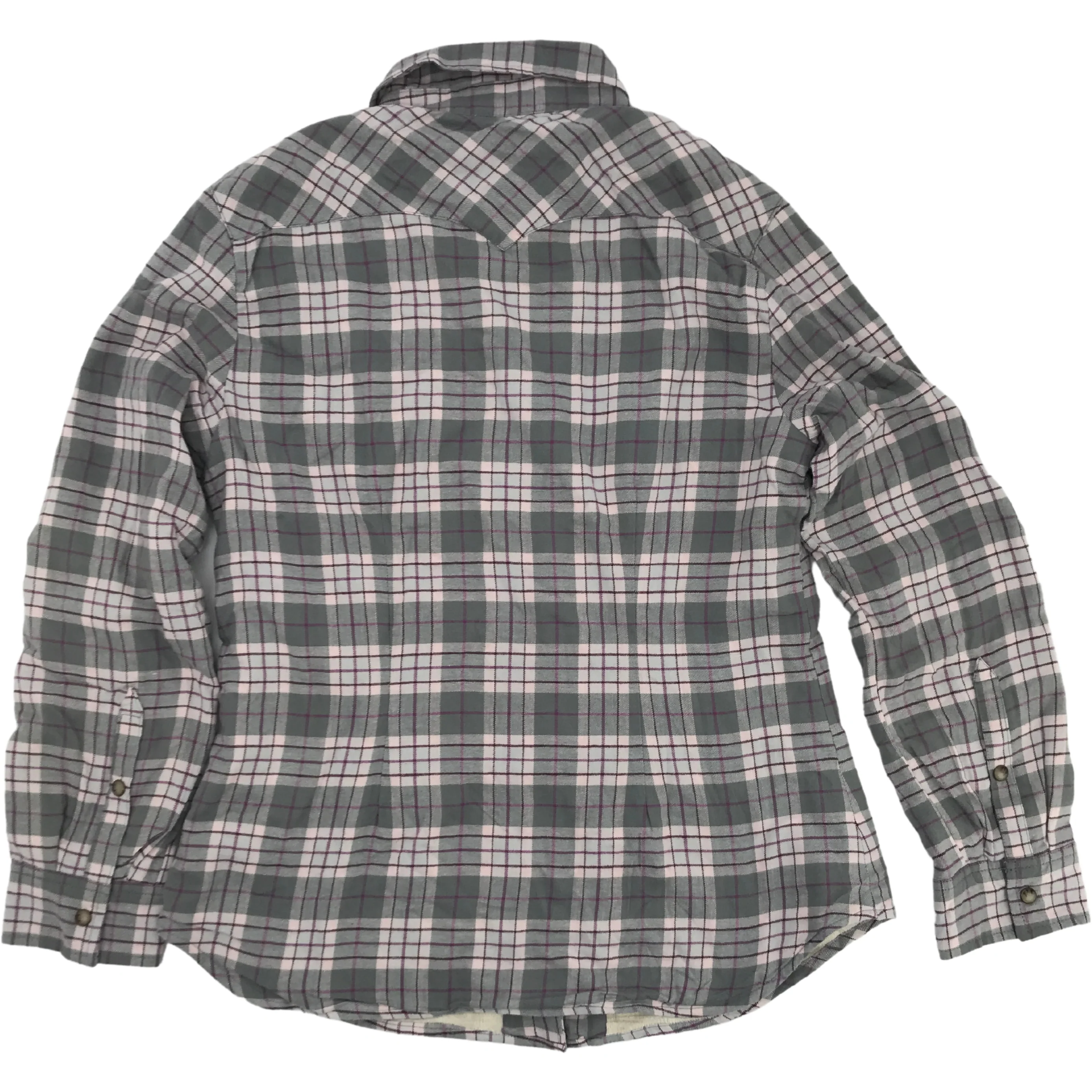 Jachs Girlfriend Women’s Button-Up Shirt / Purple Grey Plaid / Medium