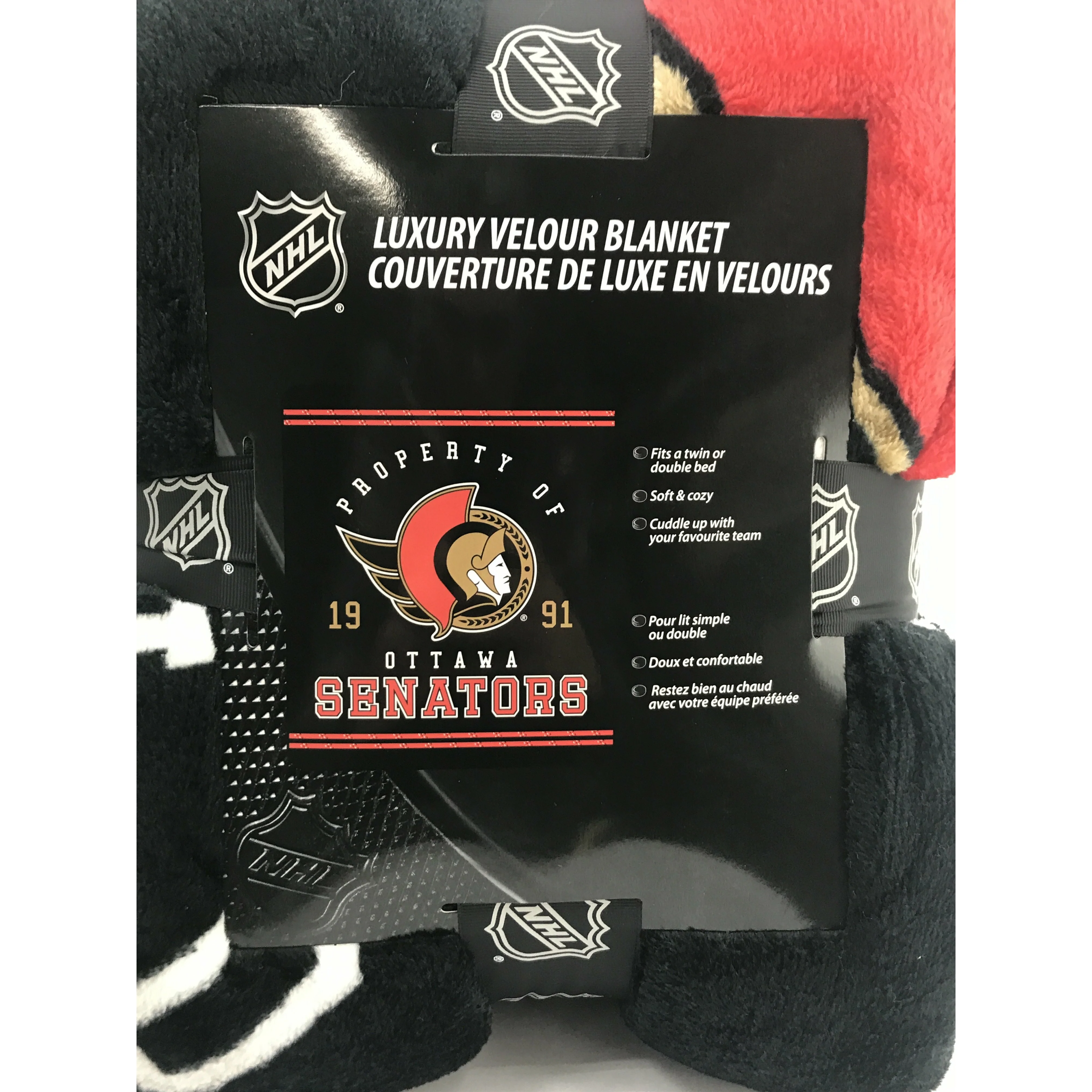 NHL Ottawa Senators Plush Throw Blanket / NHL Hockey / Twin & Double