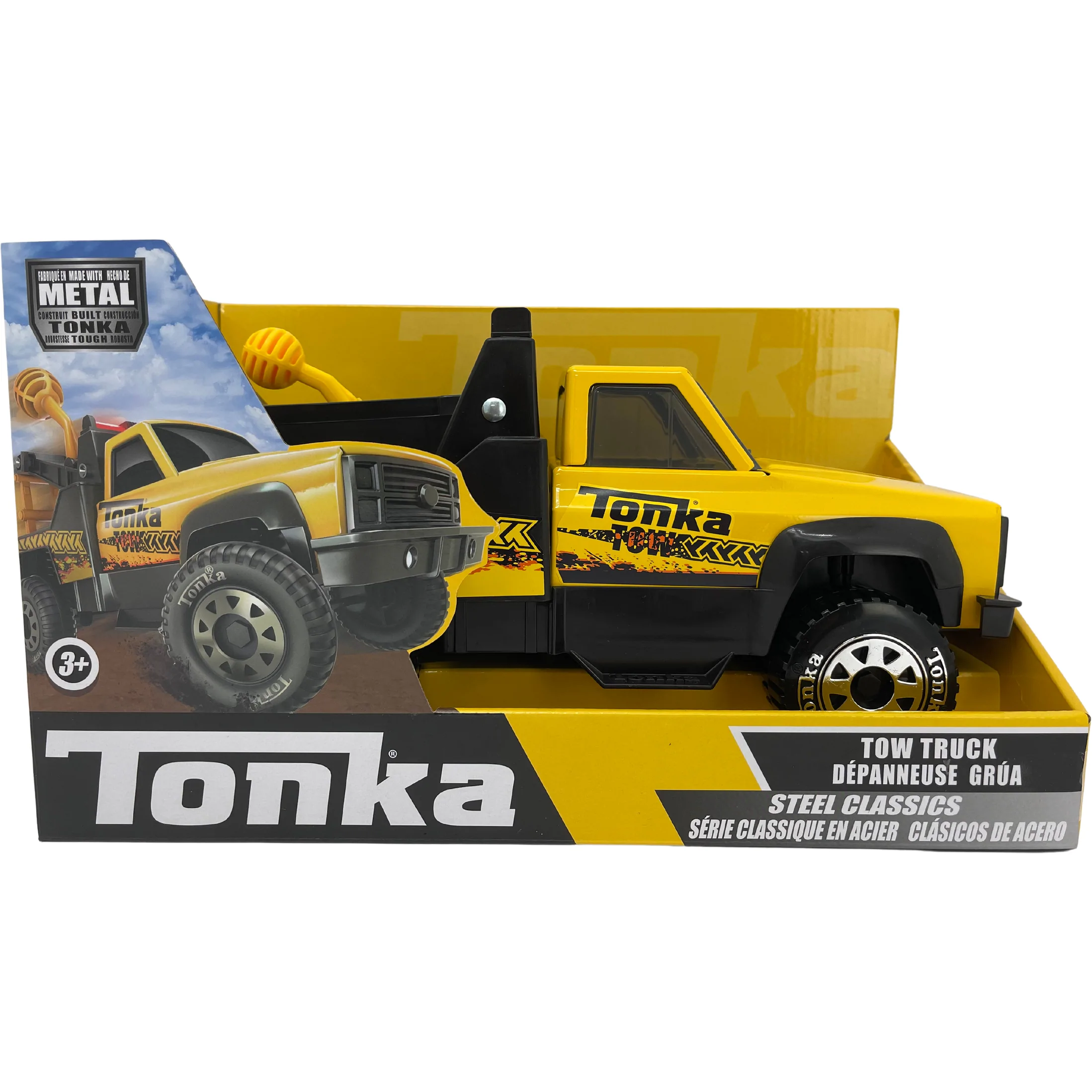 Tonka Metal Tow Truck Toy / Yellow & Black / Steel Classics / Road Side Assistance