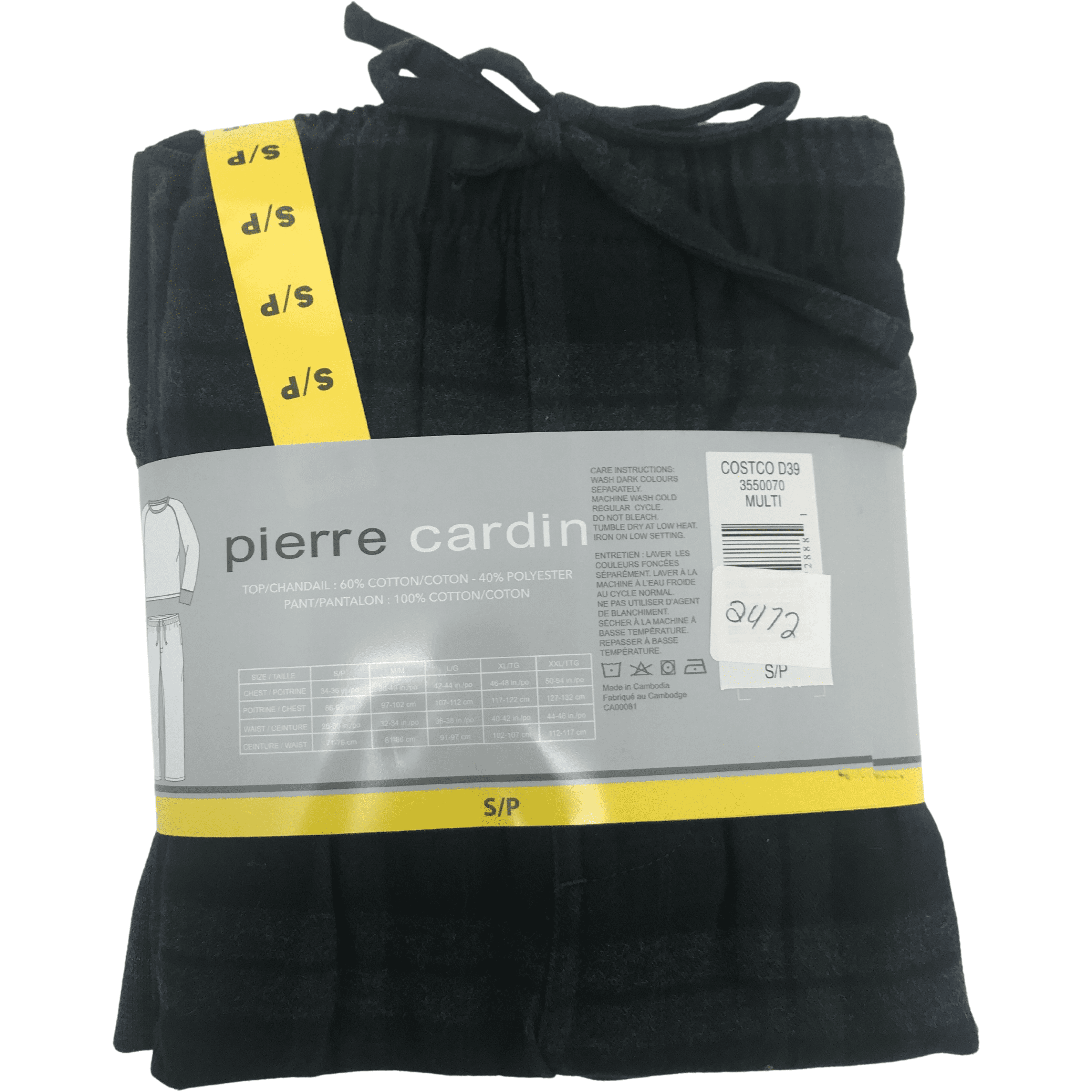 Pierre Cardin Men's Pyjama Set / Long Sleeve Top & Flannel Pants / Lougewear Set / Grey / Various Sizes