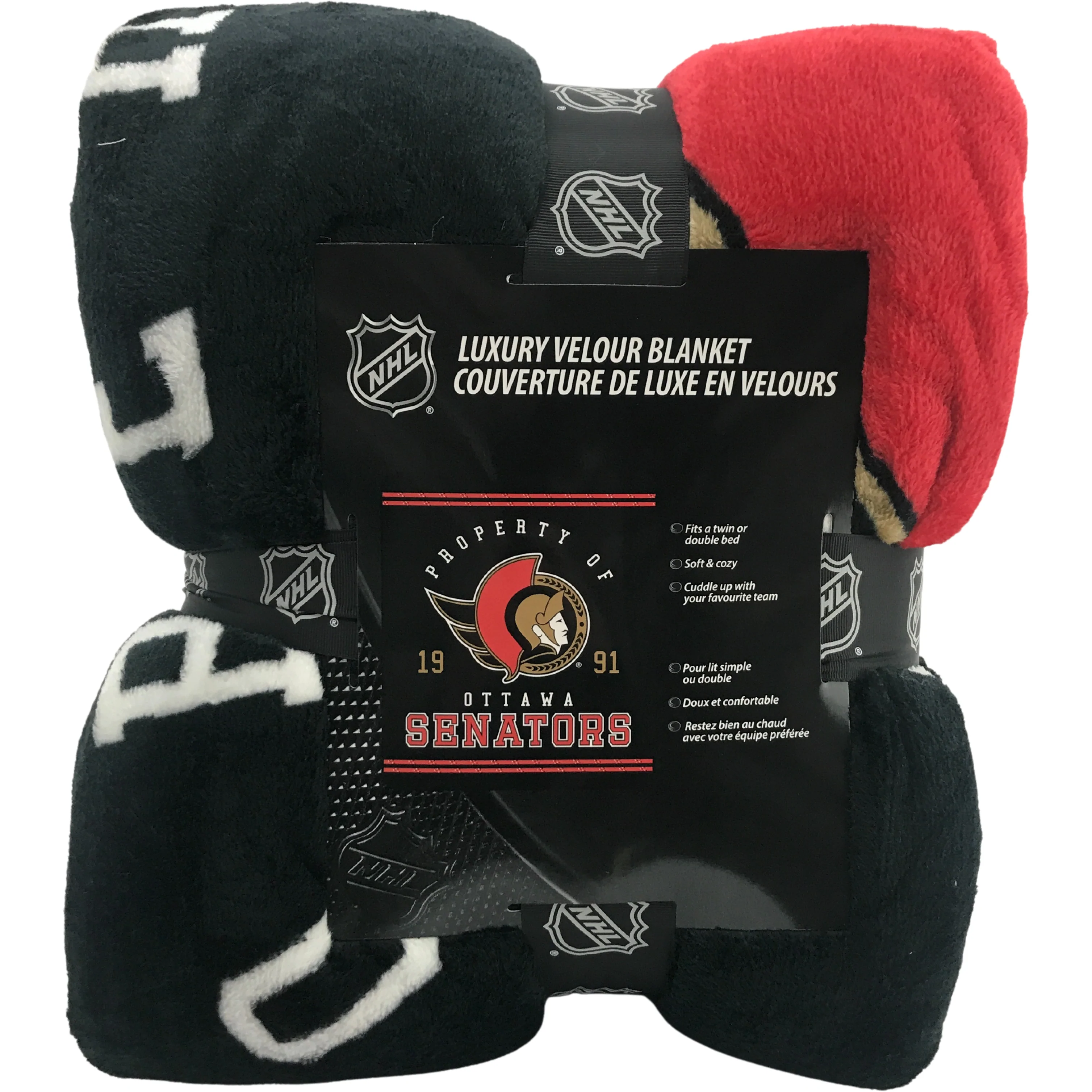 NHL Ottawa Senators Plush Throw Blanket / NHL Hockey / Twin & Double