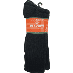 Dockers Men's Socks / Crew Socks / 3 Pairs / Black / Shoe Size 6-12