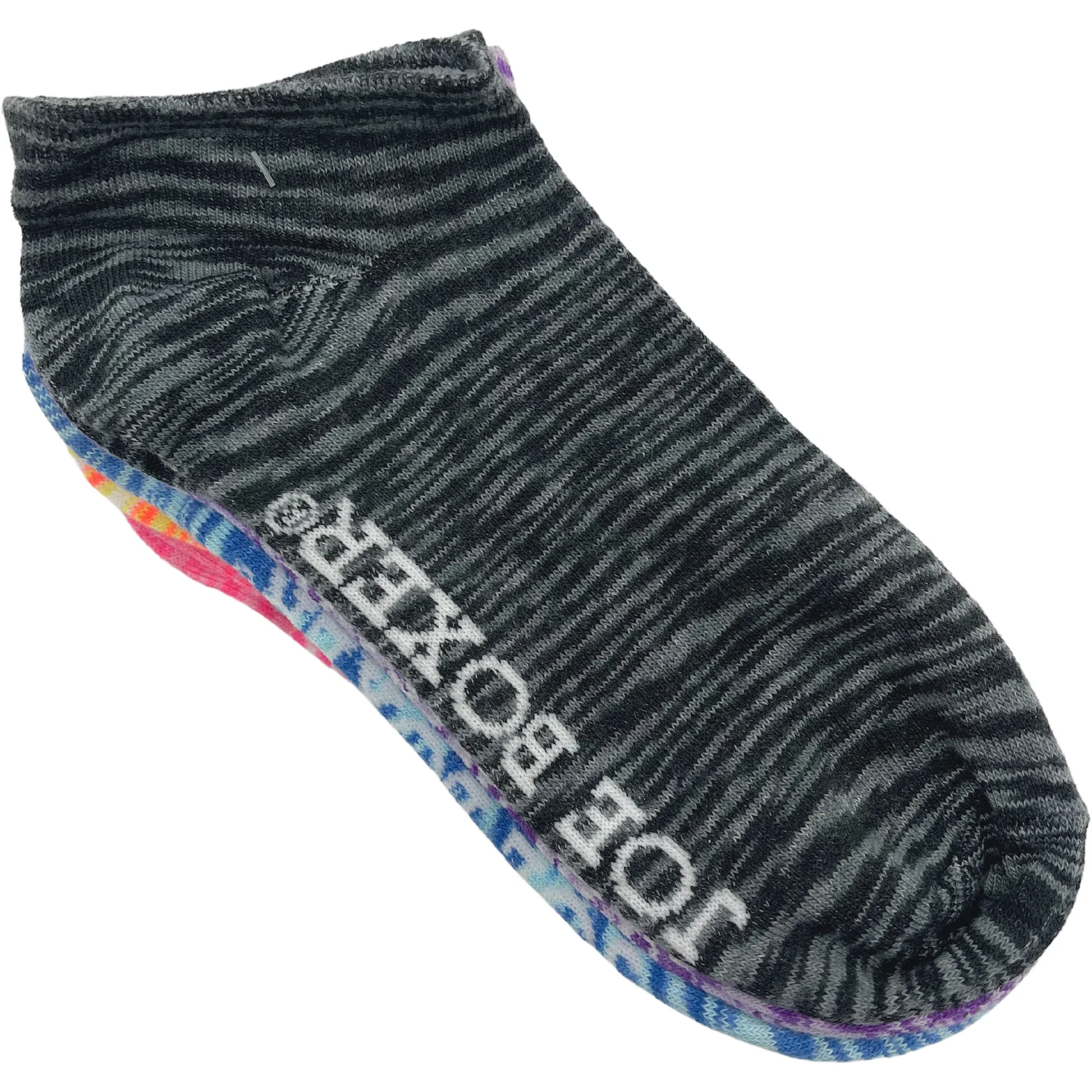 Joe Boxer Women's Socks / No Show Socks / 6 Pairs / Rainbow Pack / Stripe Pattern / Shoe Size 4-10