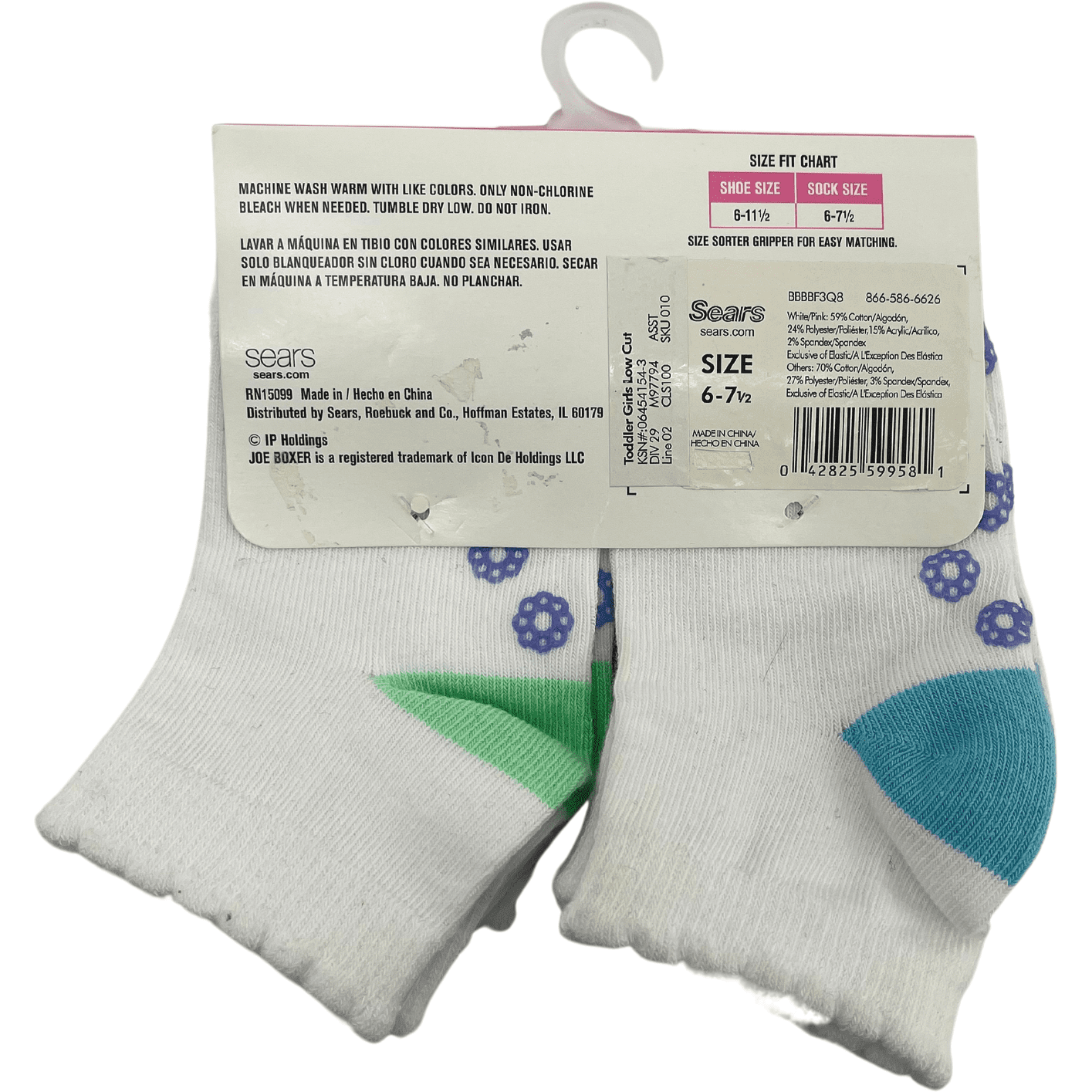 Joe Boxer Toddler Girl's Socks / Low Cut Socks / 6 Pairs / Multicolour Pack / Various Colour Packs **No Tags**