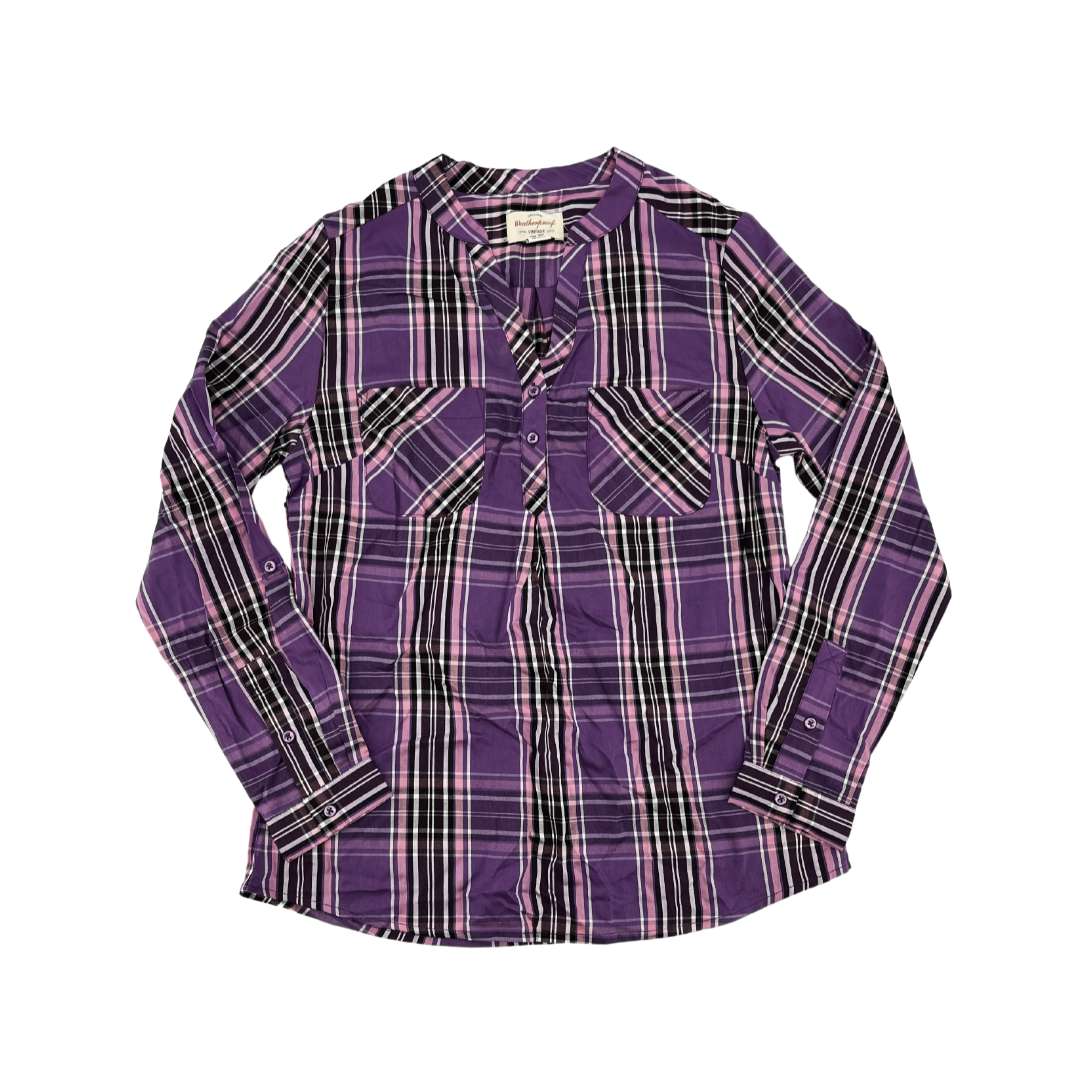 Weatherproof Women's Purple Long Sleeve Plaid Shirt Size Small