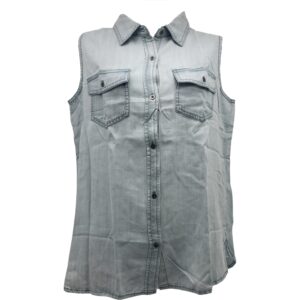 Buffalo David Bitton Women's Sleeveless Denim Shirt / Button Up / Light Blue / Various Sizes