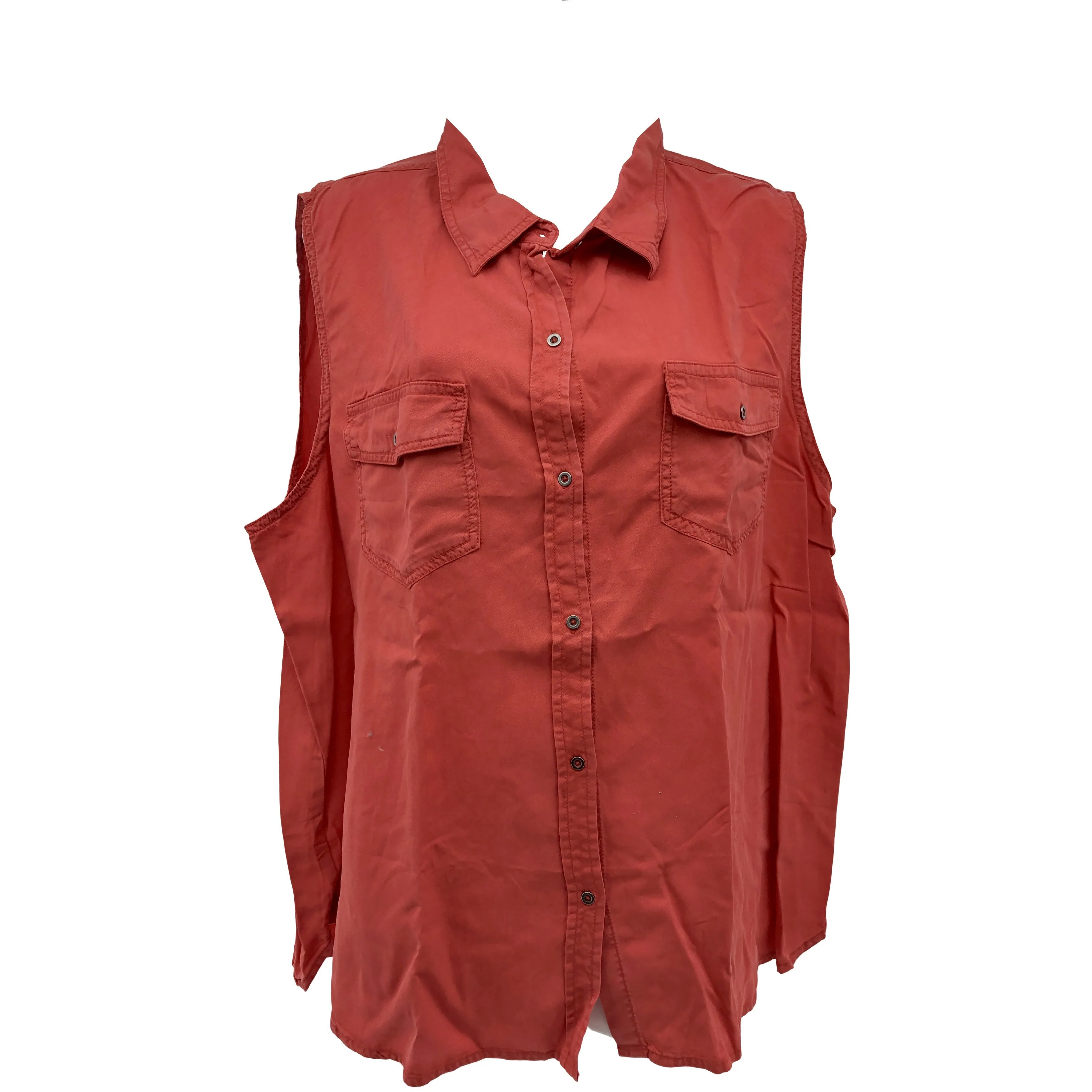 Buffalo David Bitton Women's Sleeveless Denim Shirt / Button Up / Red / Size XXLarge