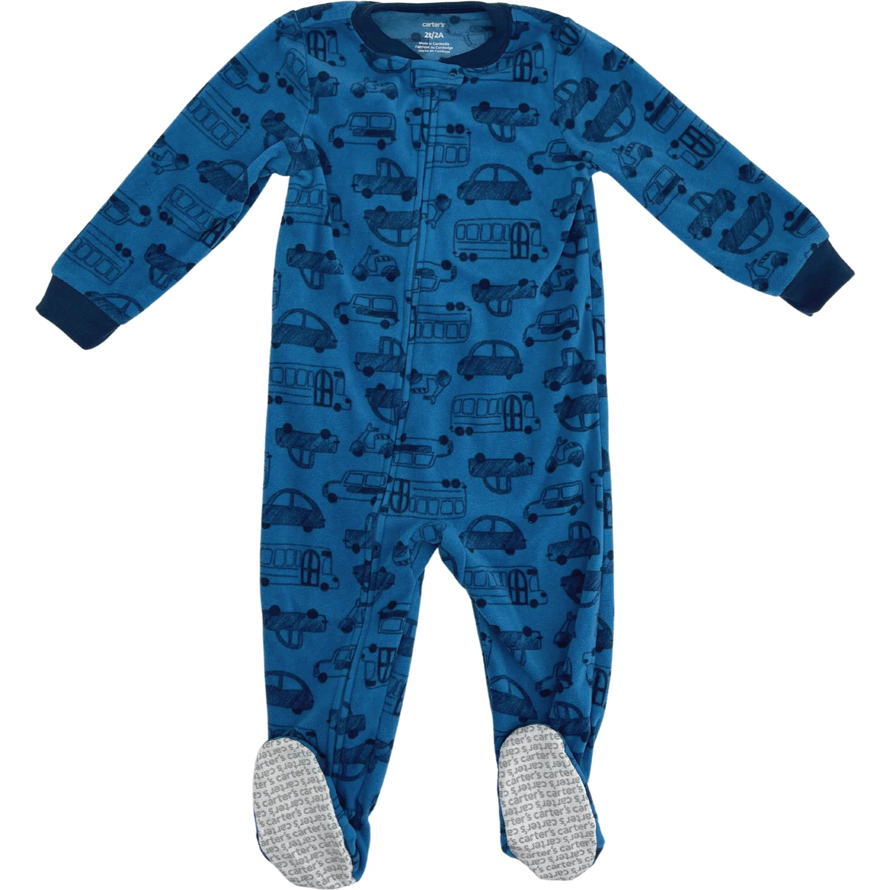 Carter's Toddler Boy's One Piece / Boy's Pyjamas / Car Theme / Blue / Size 2T **No Tags**