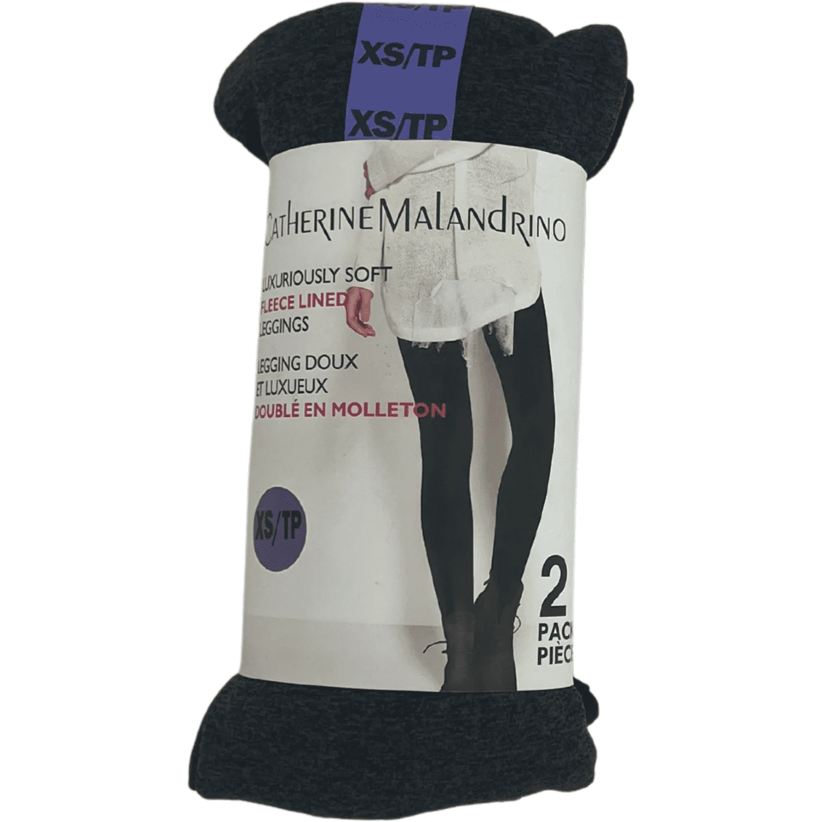 Catherine Malandrino 2 Pack of Black & Grey Fleece Lined Leggings
