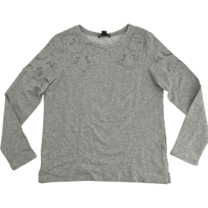 Dalia Women's Long Sleeve Shirt: Floral Detail / Grey / Size Small