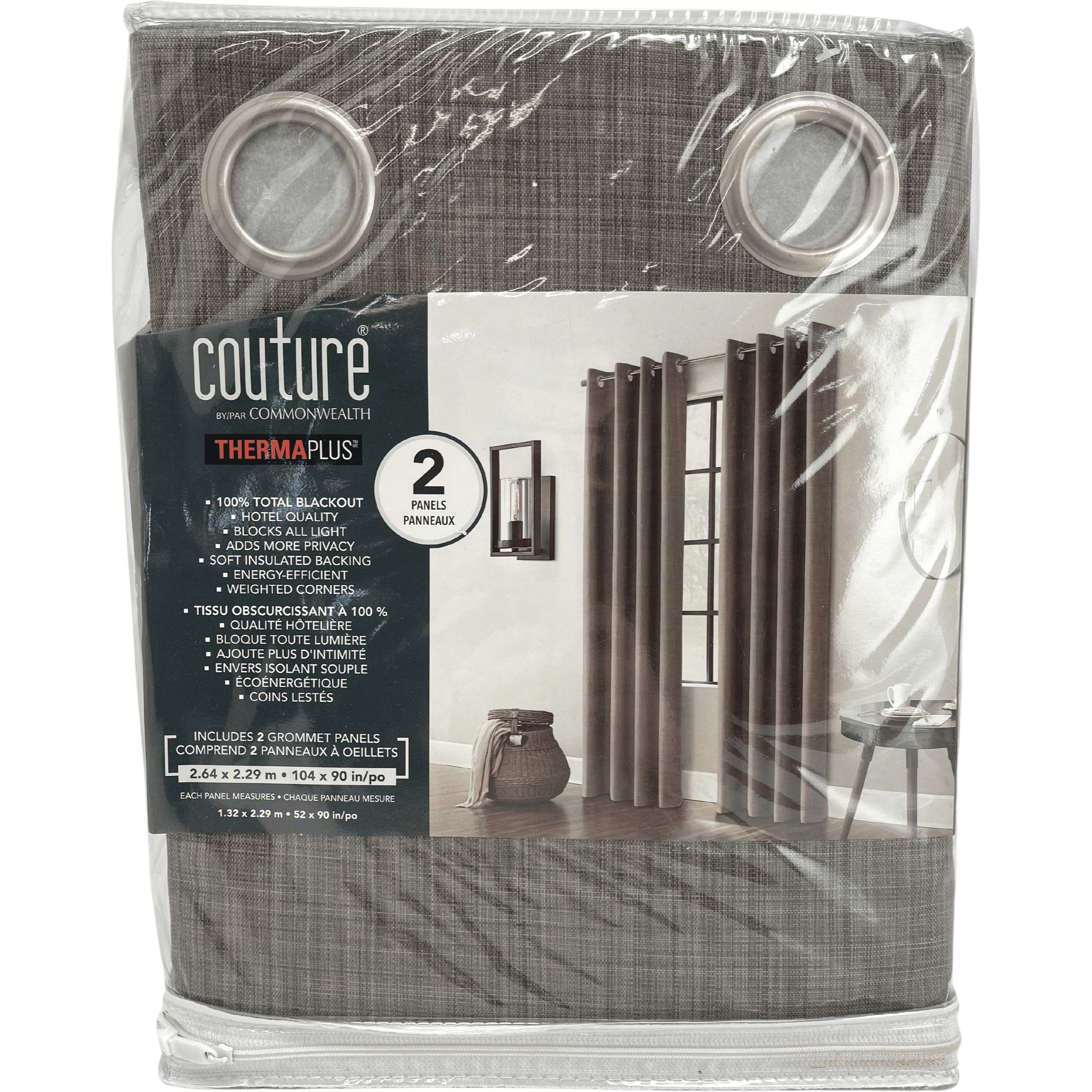 Couture by Commonwealth Blackout Curtains / Brown / 2 Panels / Therma Plus  – CanadaWide Liquidations