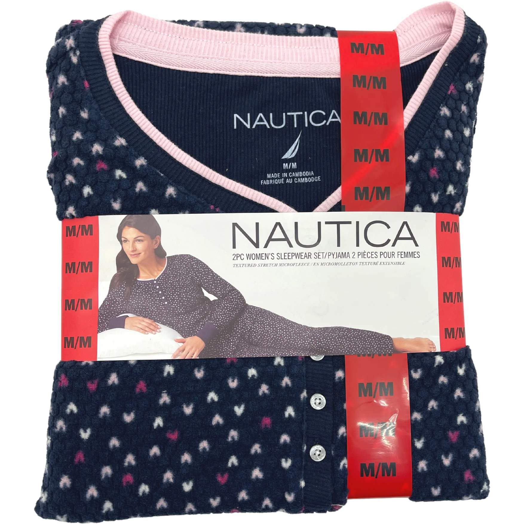 Nautica Women's Pyjama Set / 2 Piece Set / Navy & Pink / Various Sizes