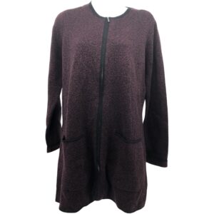 Nicole Miller Women's Zip Up Sweater / Burgundy & Black / Various Sizes