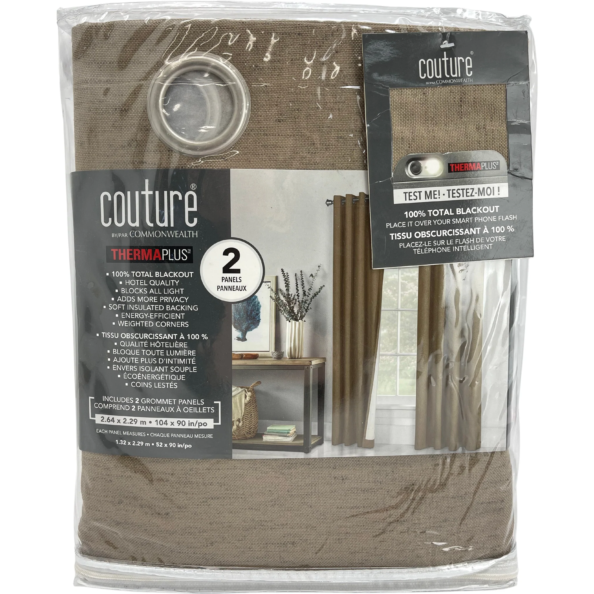 Couture by Commonwealth Blackout Curtains / Sand / 2 Panels / Therma Plus