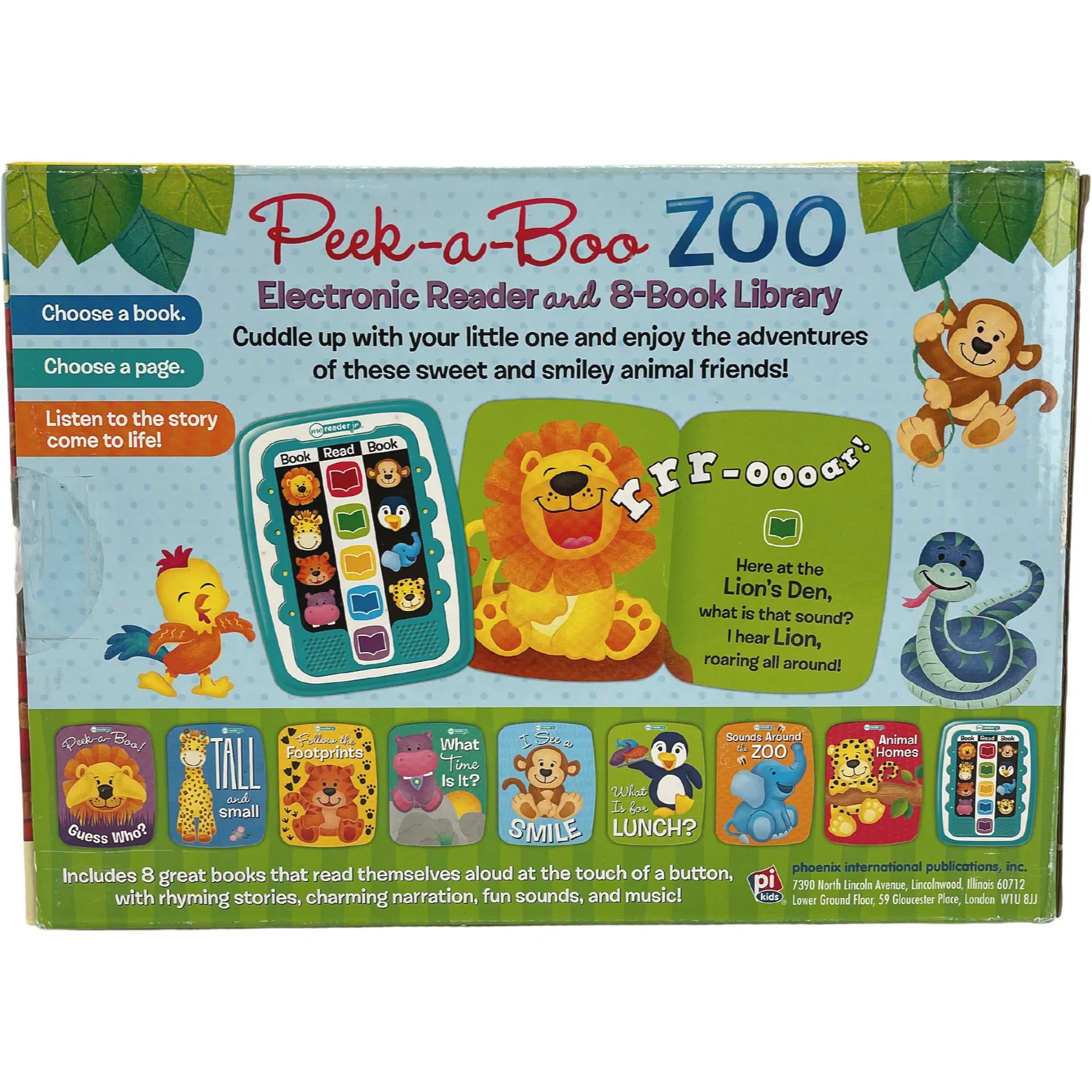 Me Reader Jr. Peek-A-Boo Zoo E-Reader / Electronic Reader and 8 Book Library / Early Learning Tool