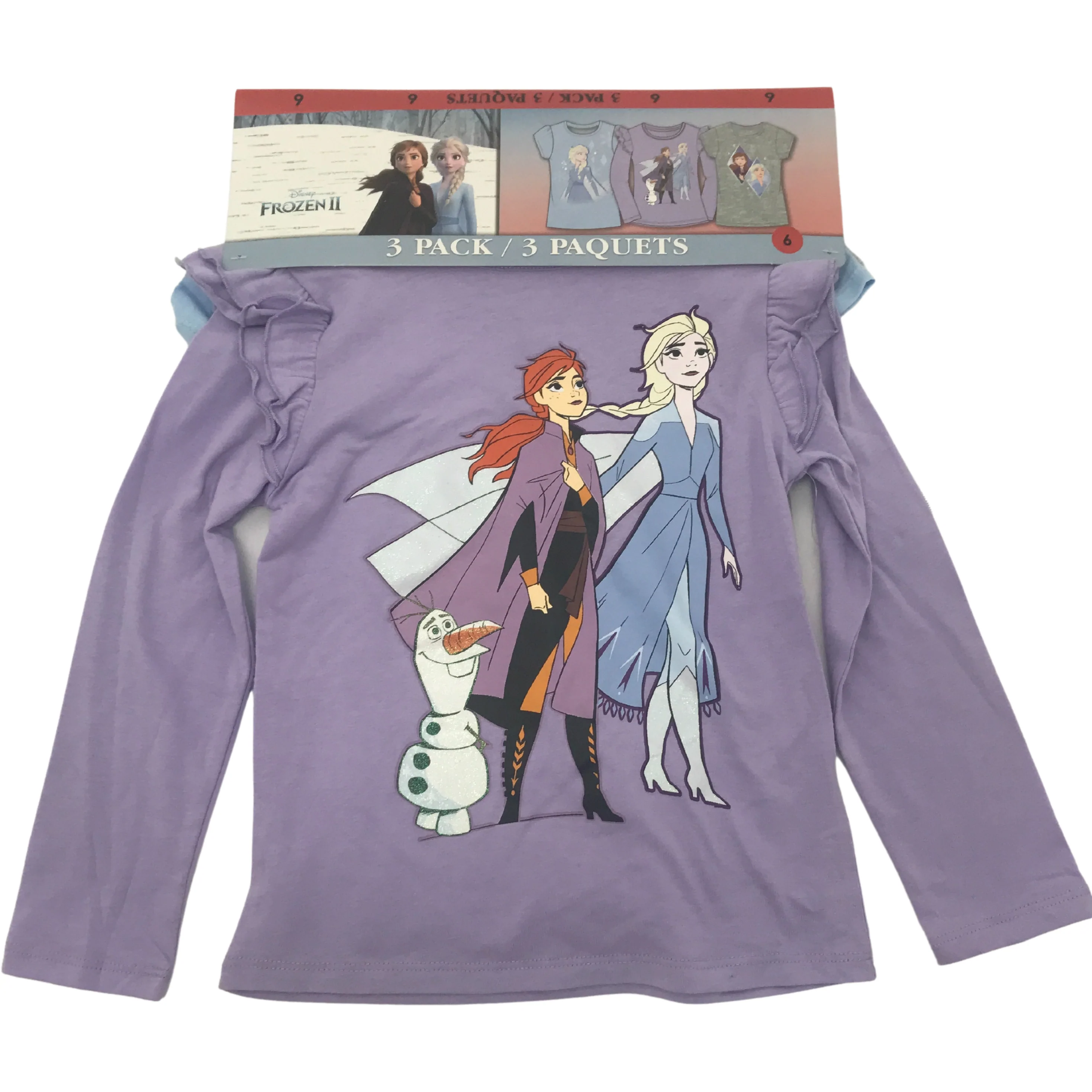 Disney Frozen Girl's Shirts Set Pack Tshirt's Long