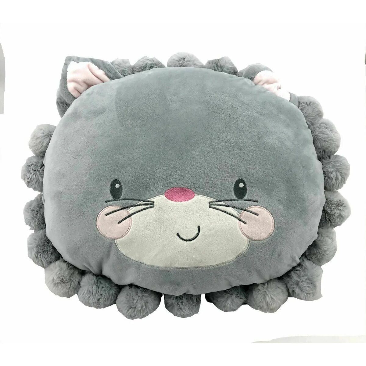 Little Miracles Cat Plush Pillow: Pom Pom's / Grey / Security Pillow / 45cm X 50 cm