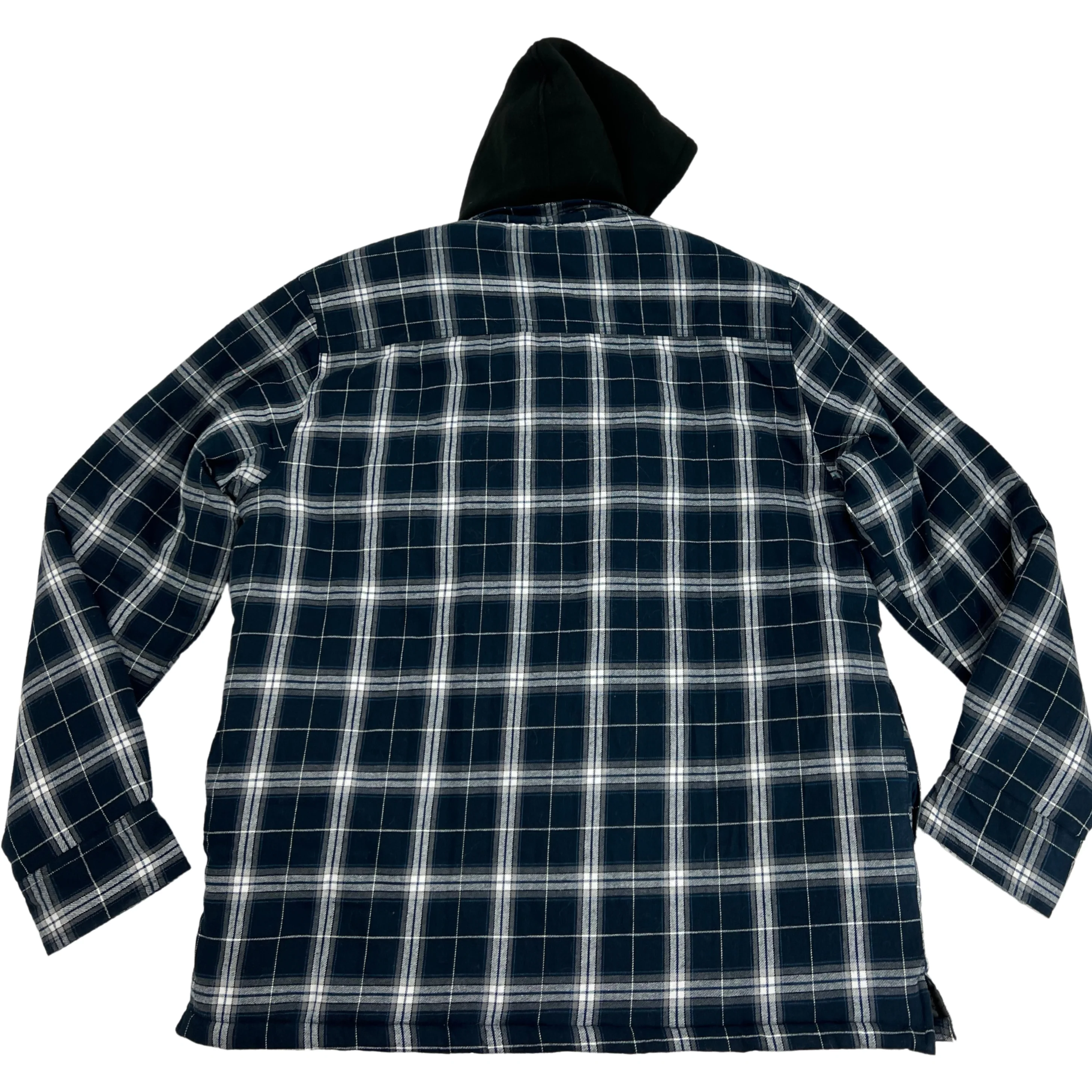 BC Clothing Men's Plaid Jacket / Hooded Jacket / Blue & White Plaid / Various Sizes