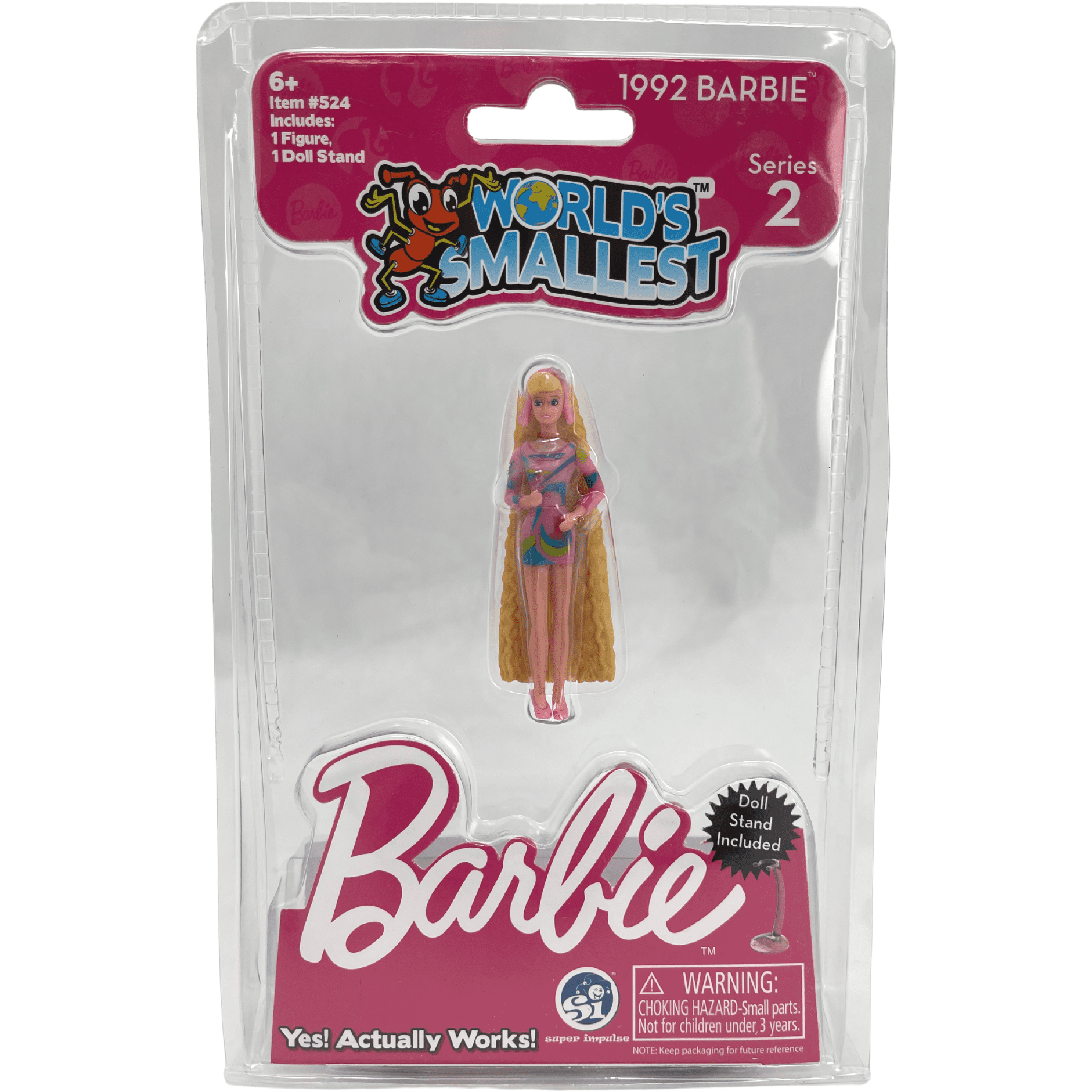 Mattel World's Smallest Barbie Doll / 1992 Barbie / Series 2 / Travel Size Toy