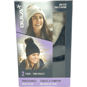 Bula Women's Pom Beanies / Winter Hats / 2 Pack / One Size / Black & Beige